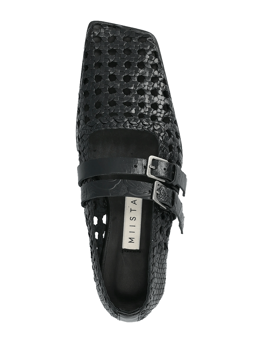 MIISTA - Kiran Black Woven Leather Strappy Ballerinas - besondere anlässe - black - 3