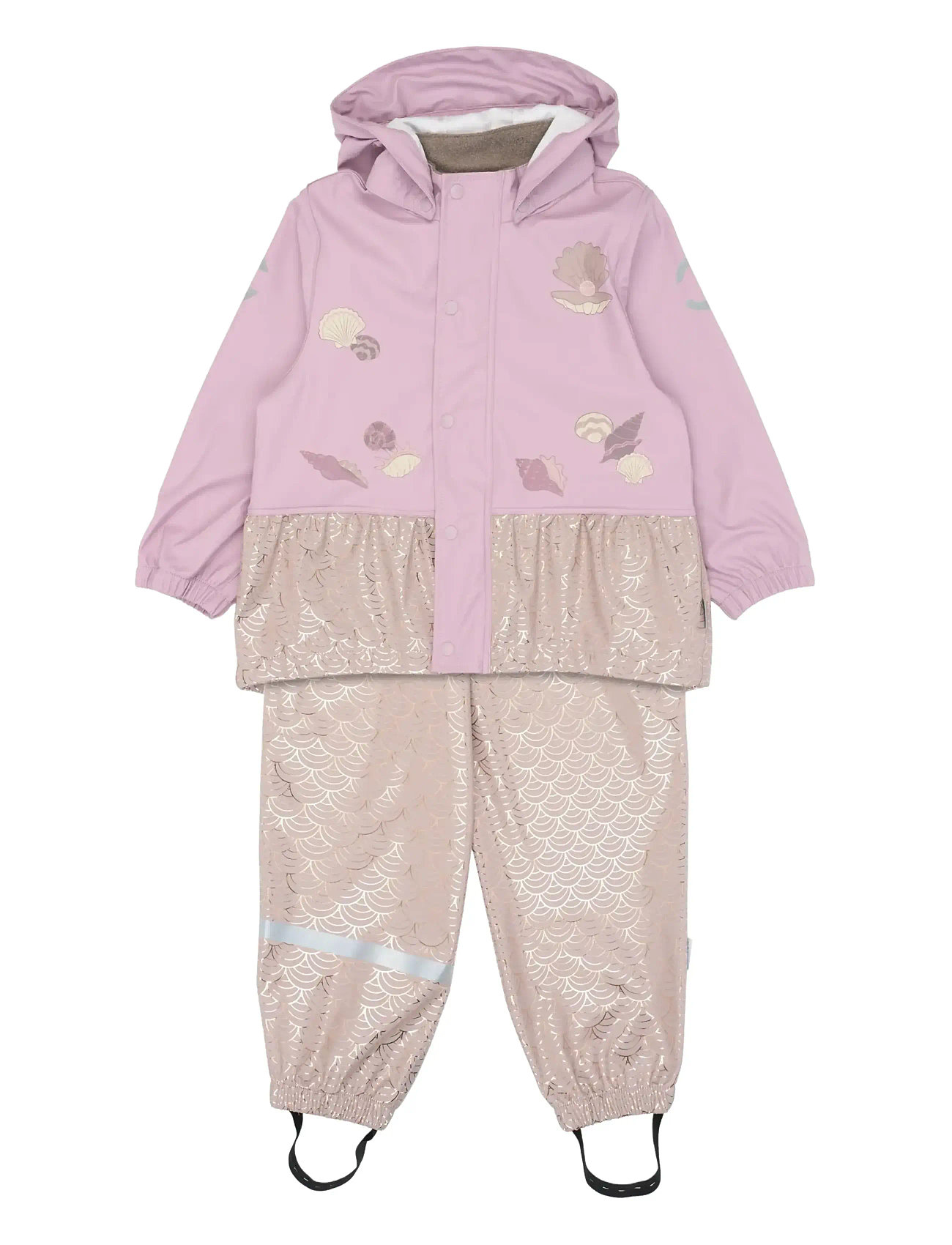 mikk-line Rain Set Mermaid W. Susp 104, 128, Pink, Rainwear - Sæt, Børn