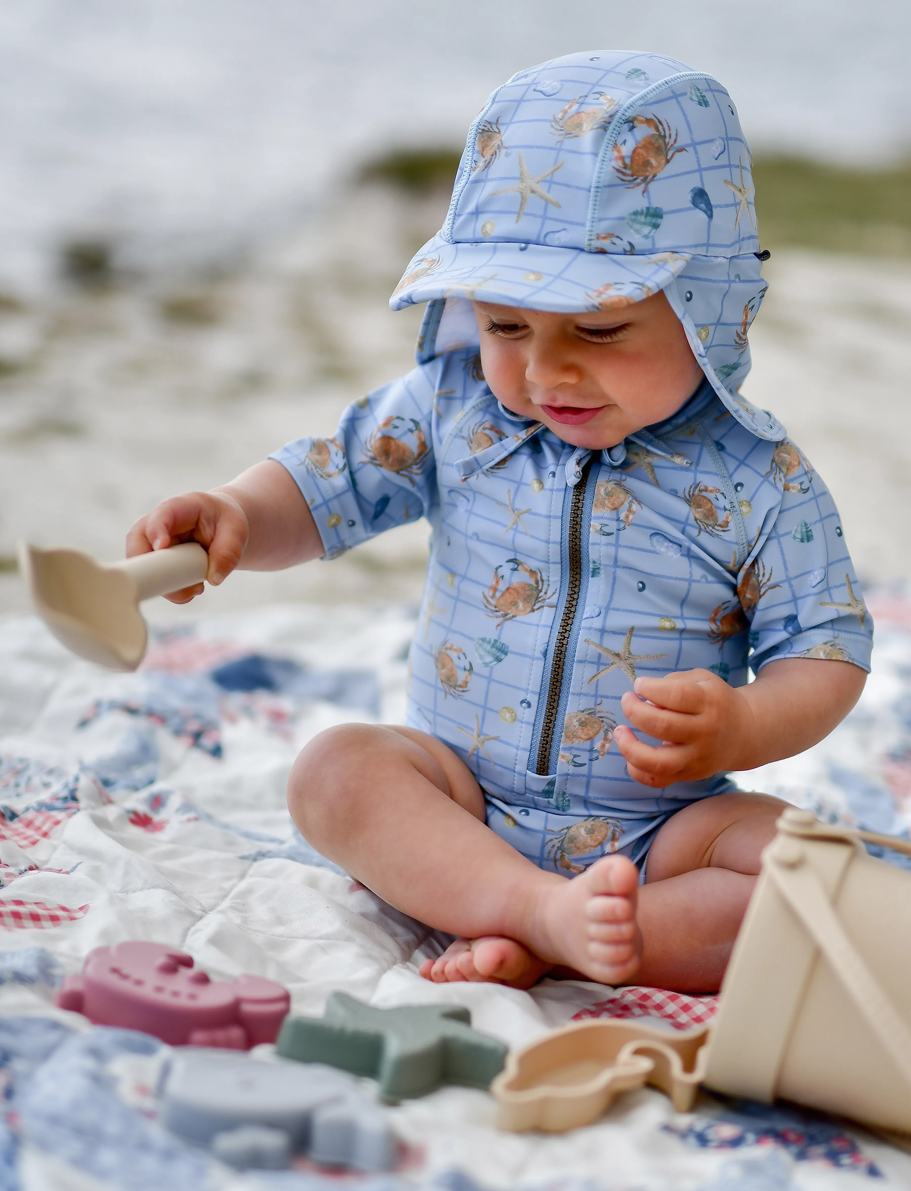 mikk-line - Swim Hat w. Print - Recycled - badekappen - faded denim - 0