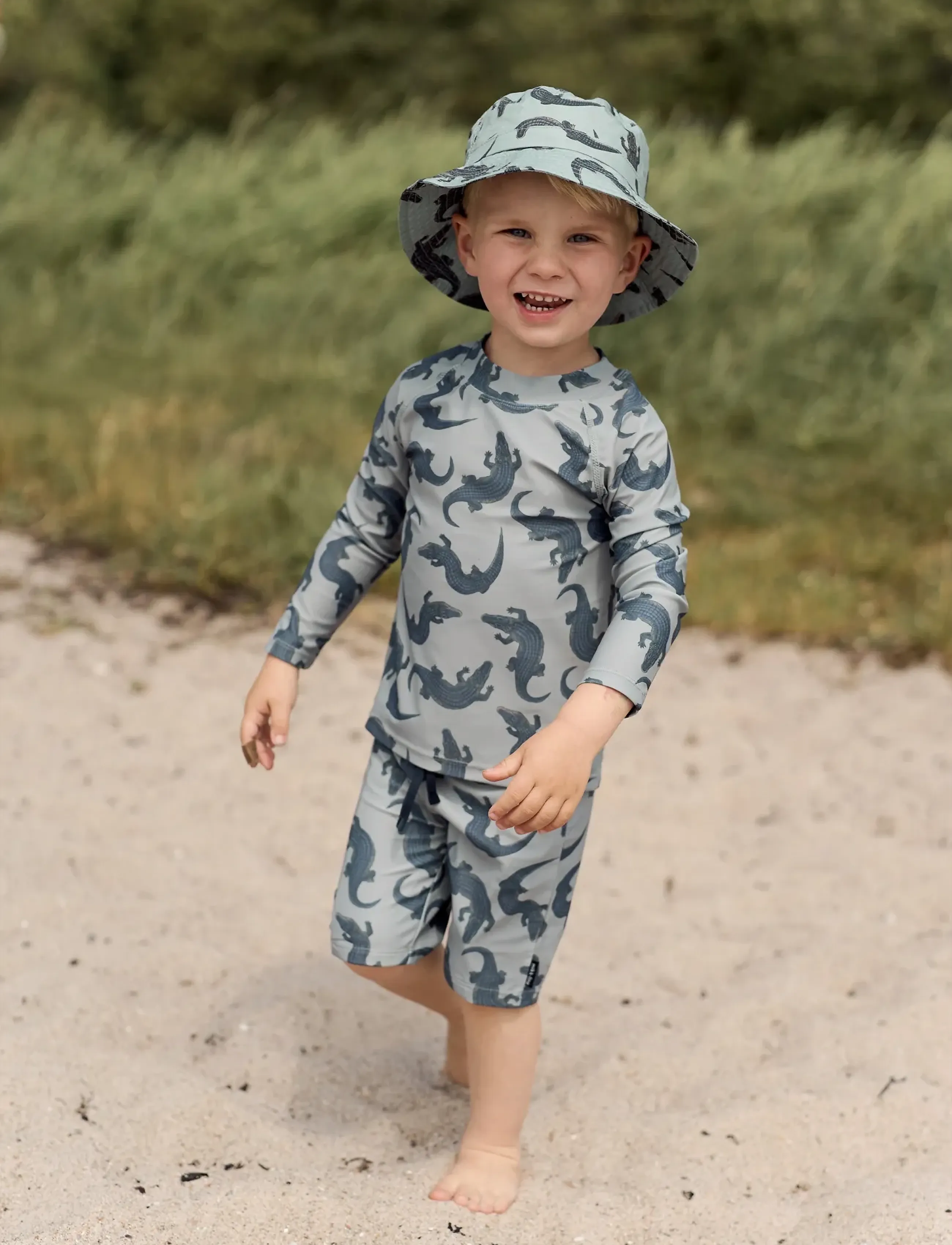 mikk-line Swim Pant Uv Long Aop, Grs, Børn, Dyreprint Badeshorts, Navy, Str: 122/128CM