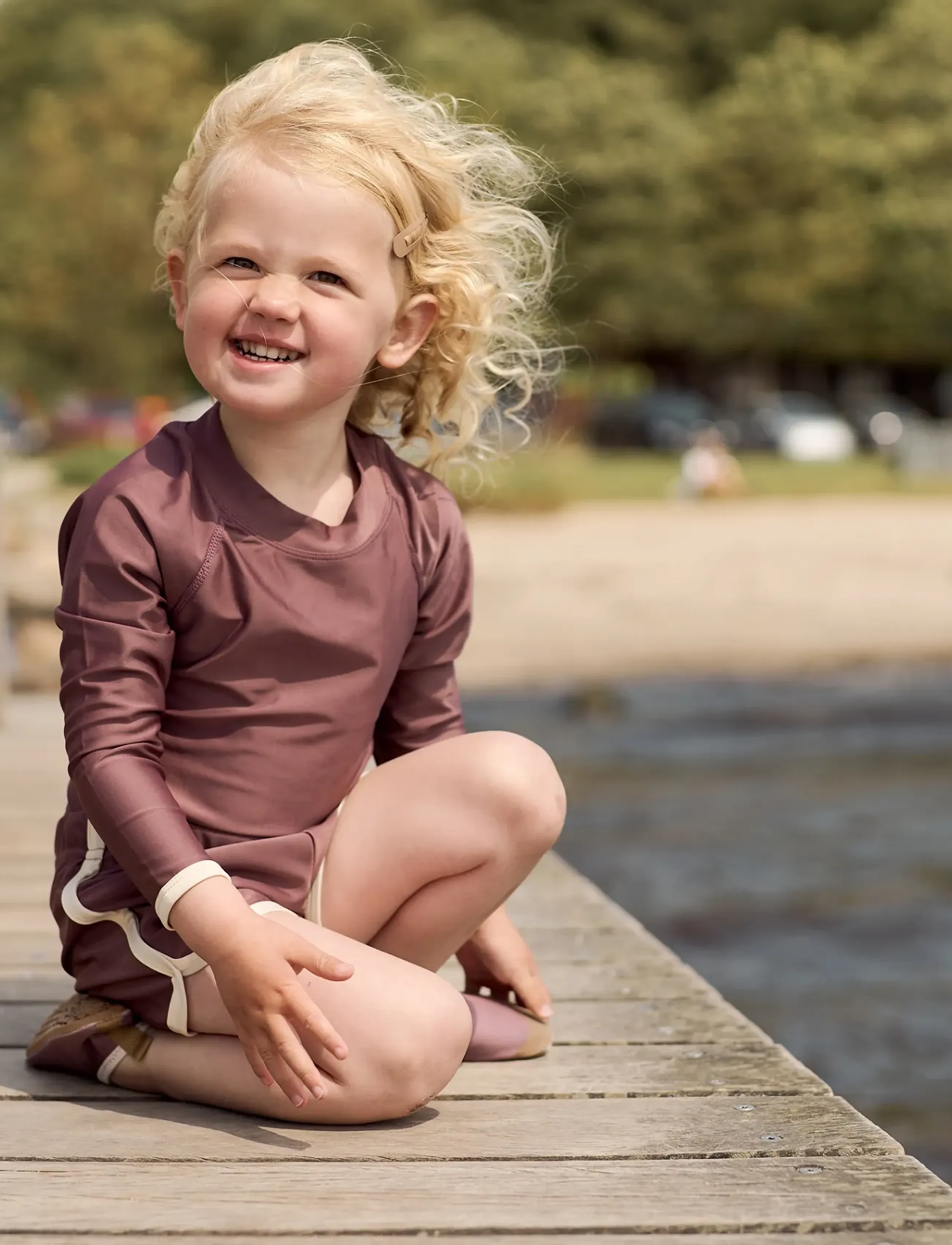mikk-line Swim Shirt Uv Basic, Grs, 86/92 cm, Brown, Badetøj > Swim Overdele, Børn