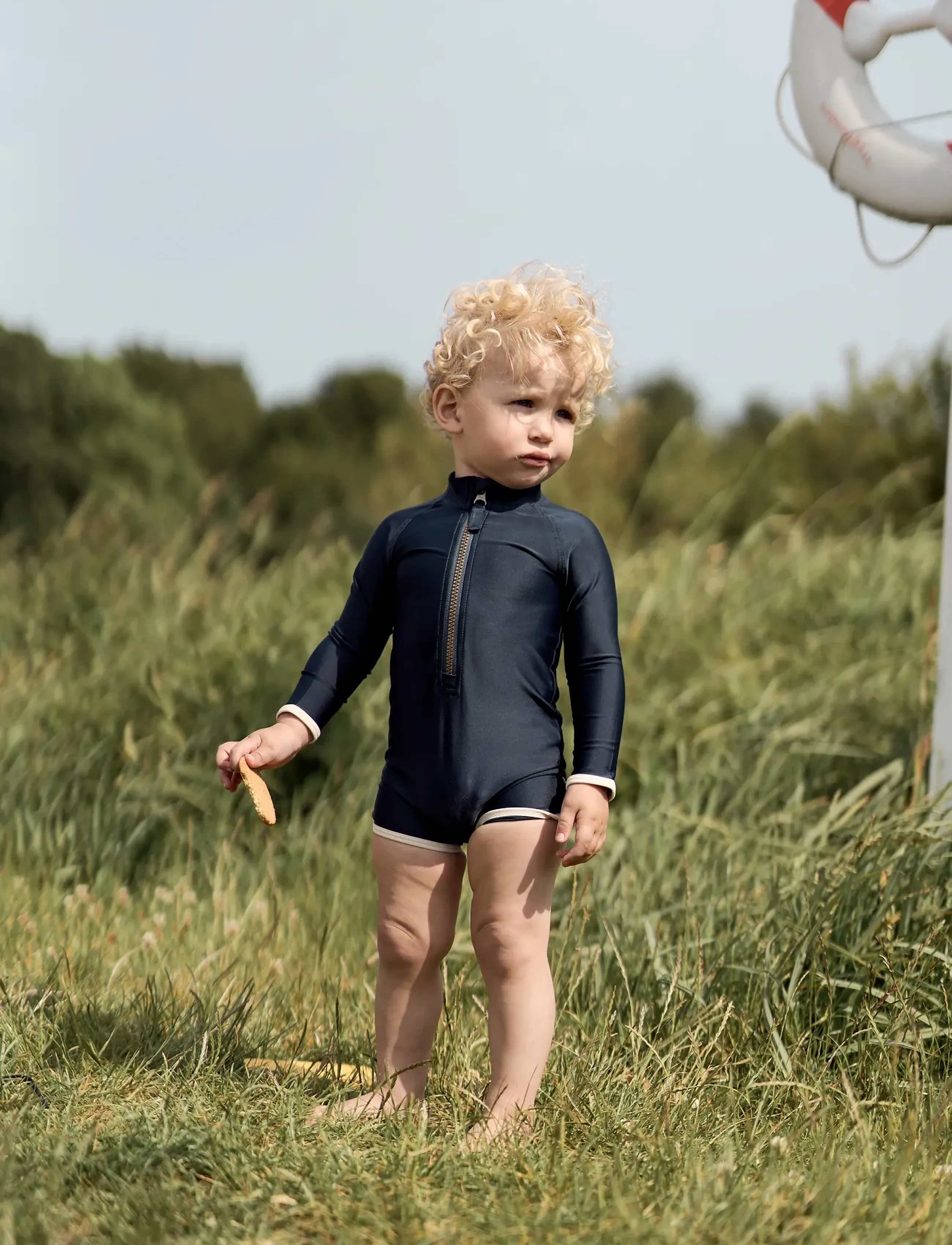 mikk-line Swim Suit Ls Uv Basic, Grs, 98/104 cm, Navy, Badetøj > Badedragter, Børn