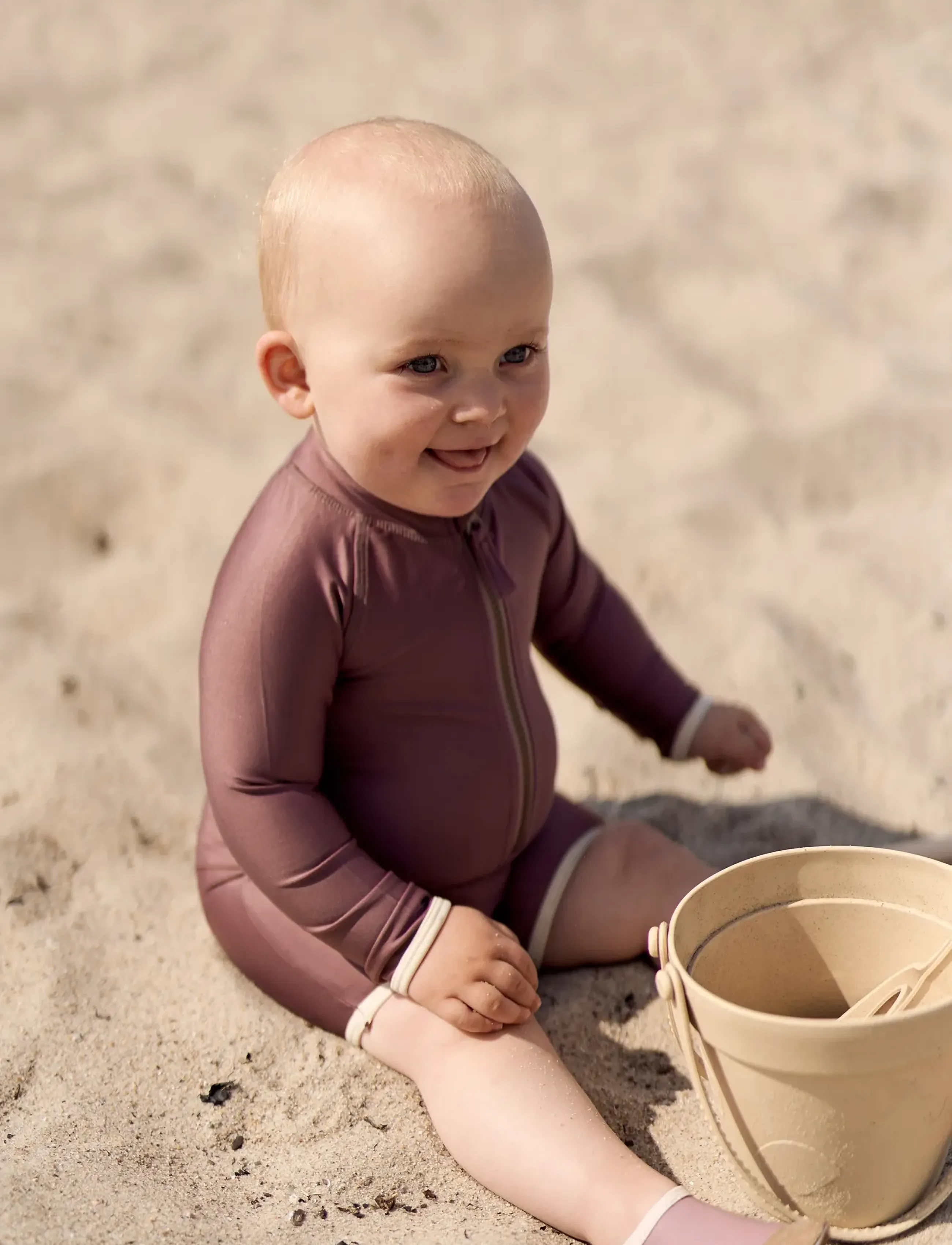 mikk-line Swim Suit Ls Uv Basic, Grs, 74/80 cm, Brown, Badetøj > Badedragter, Børn
