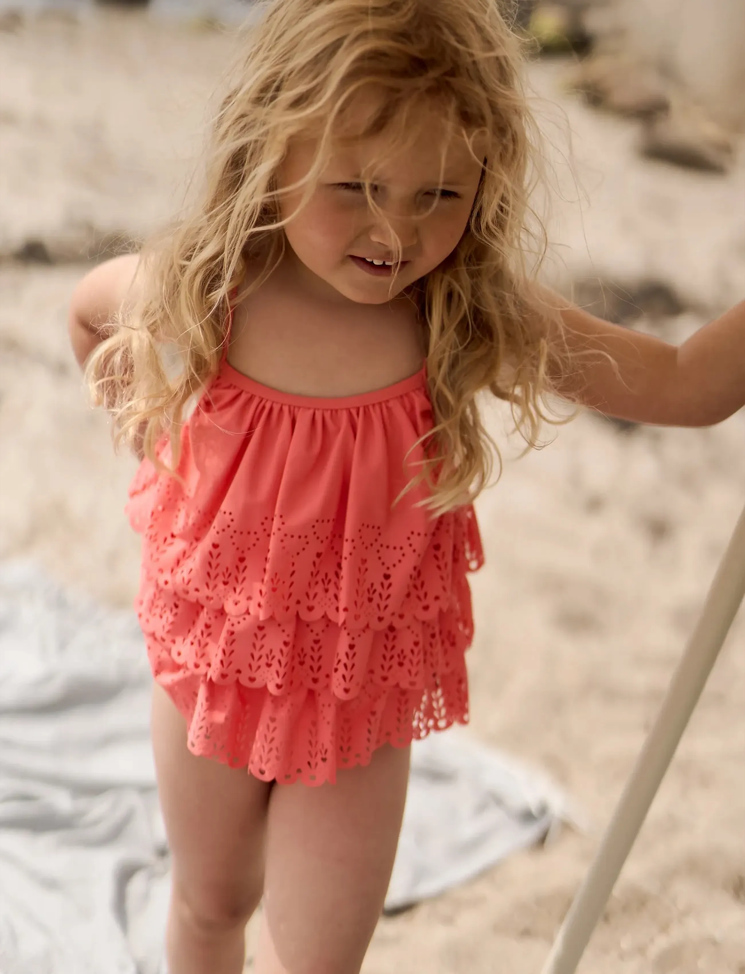 mikk-line Swim Suit UV Frill - UV clothing - SUGAR CORAL / coral