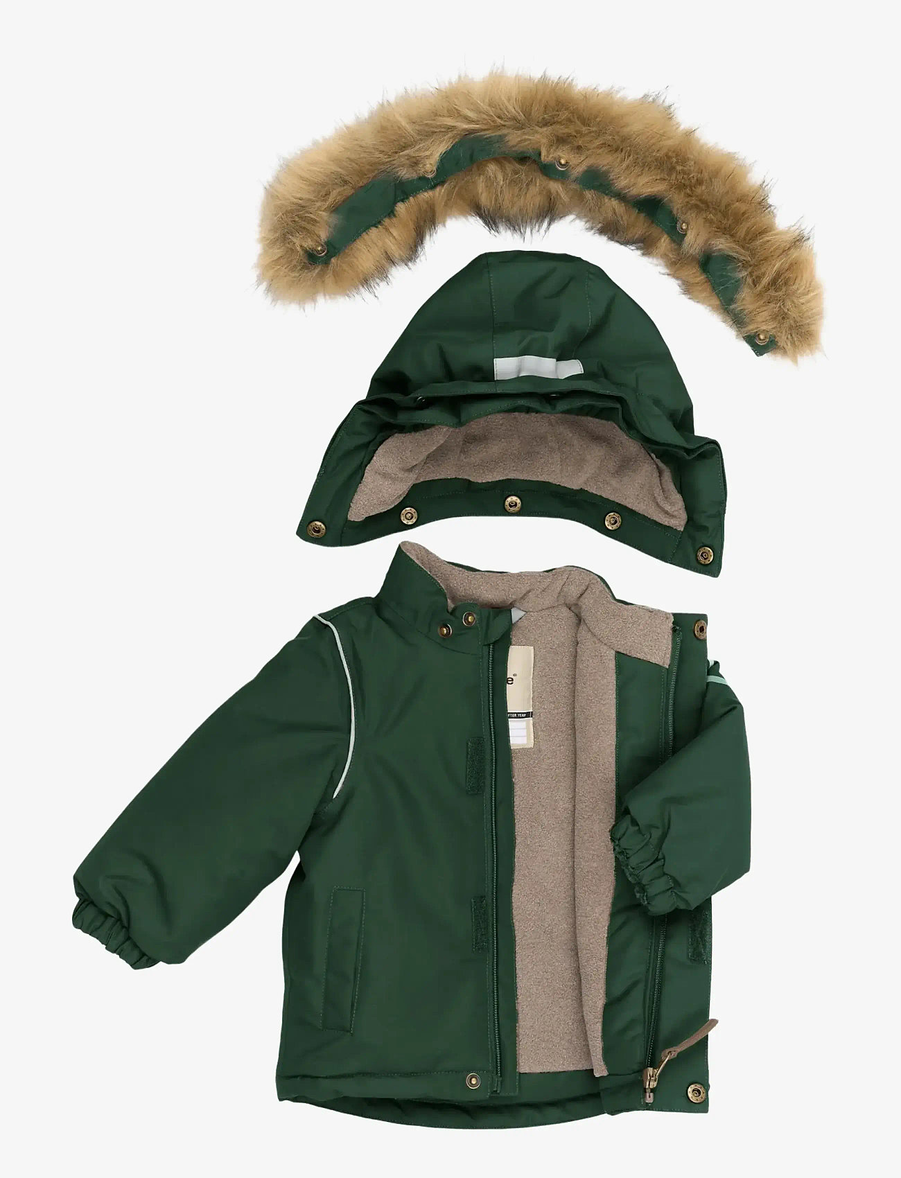 mikk-line - Winter Jacket Solid with Fake Fur - kinder - darkest sprouse - 2