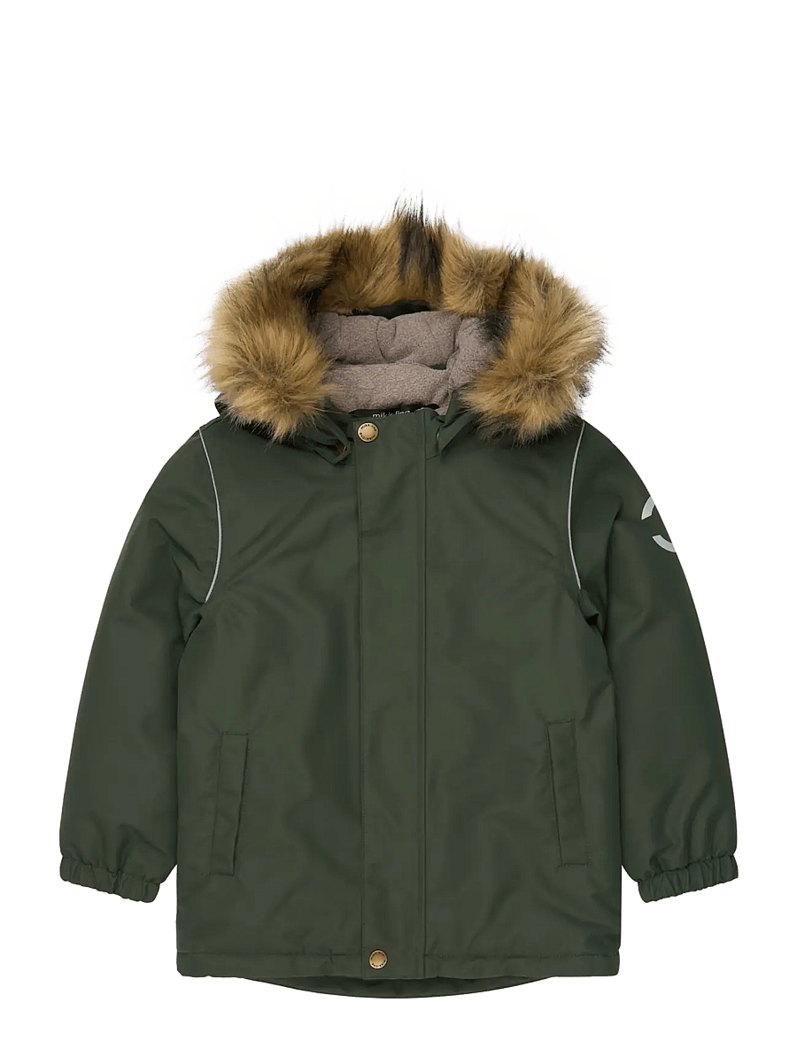 mikk-line - Winter Jacket Solid with Fake Fur - daunen- und steppjacken - kombu green - 0