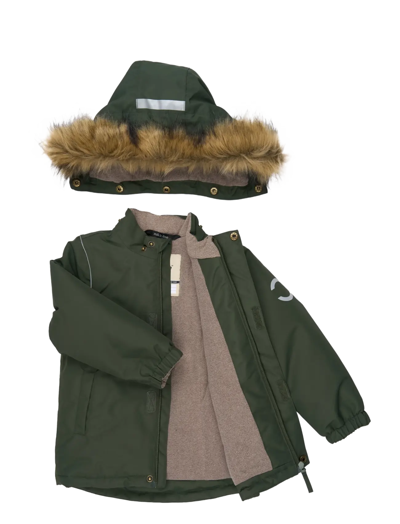 mikk-line - Winter Jacket Solid with Fake Fur - soojad ja polsterdatud - kombu green - 2