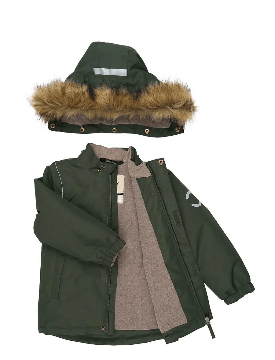 mikk-line - Winter Jacket Solid with Fake Fur - daunen- und steppjacken - kombu green - 2
