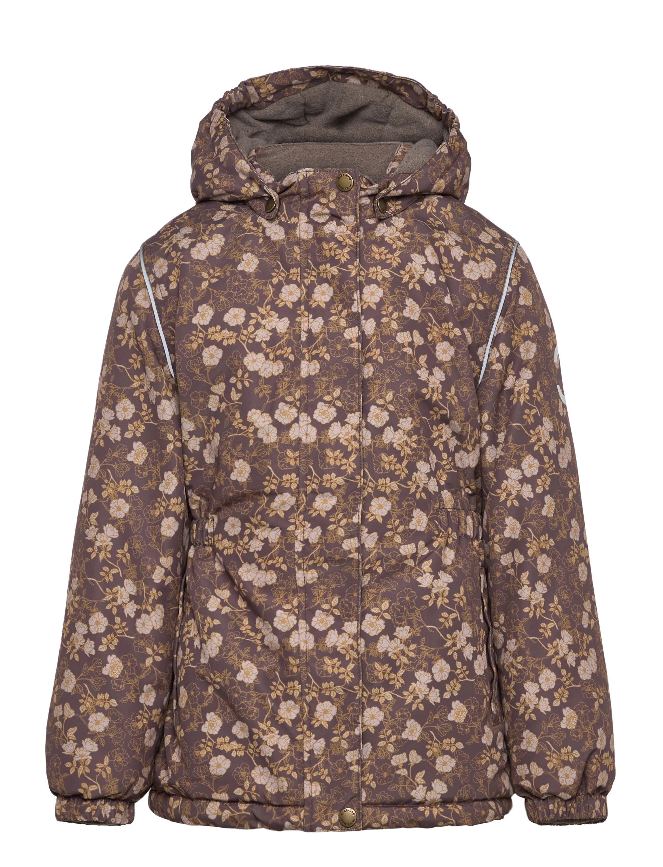 mikk-line Winter Jacket Waist Aop, 92, Brown, Sneskibeklædning > Sneskijakke, Børn