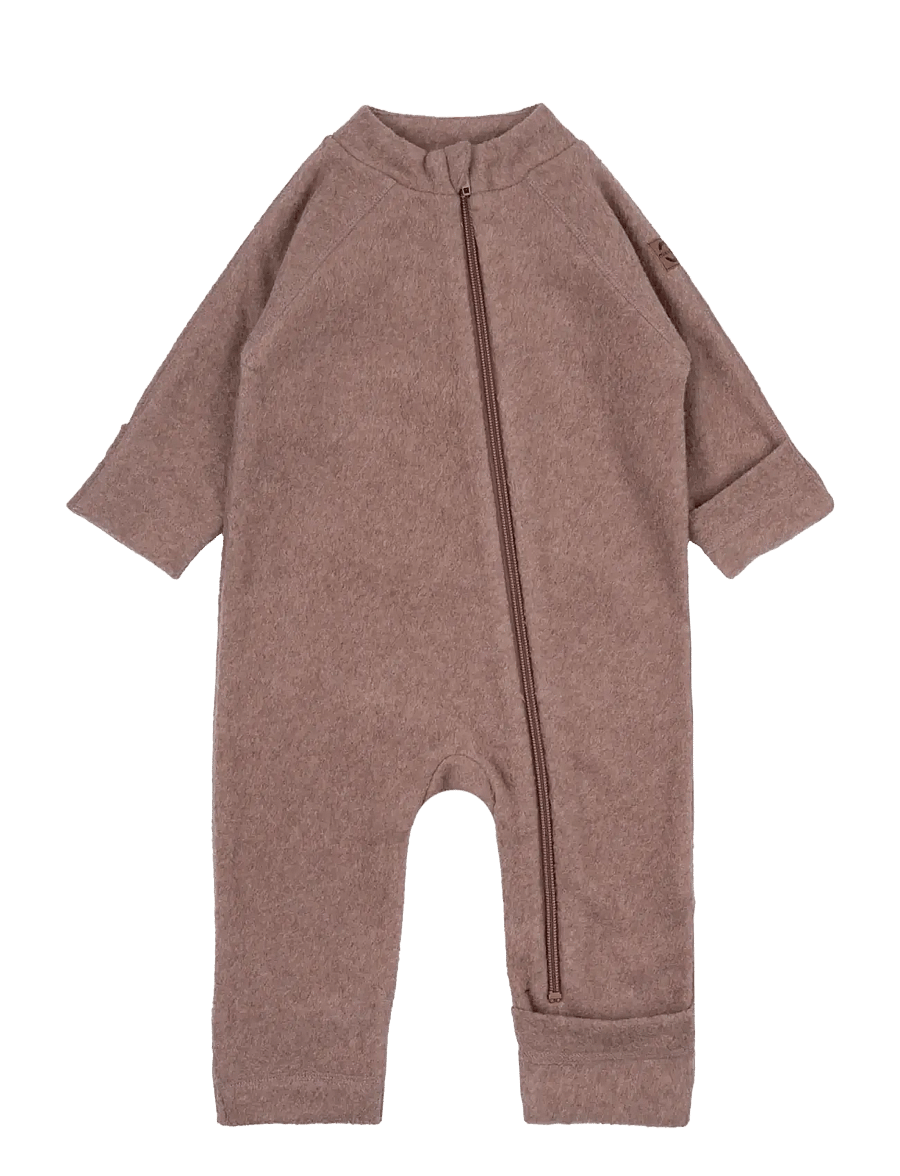 mikk-line - Cotton Fleece Baby Suit - fleece sæt - burlwood melange - 0