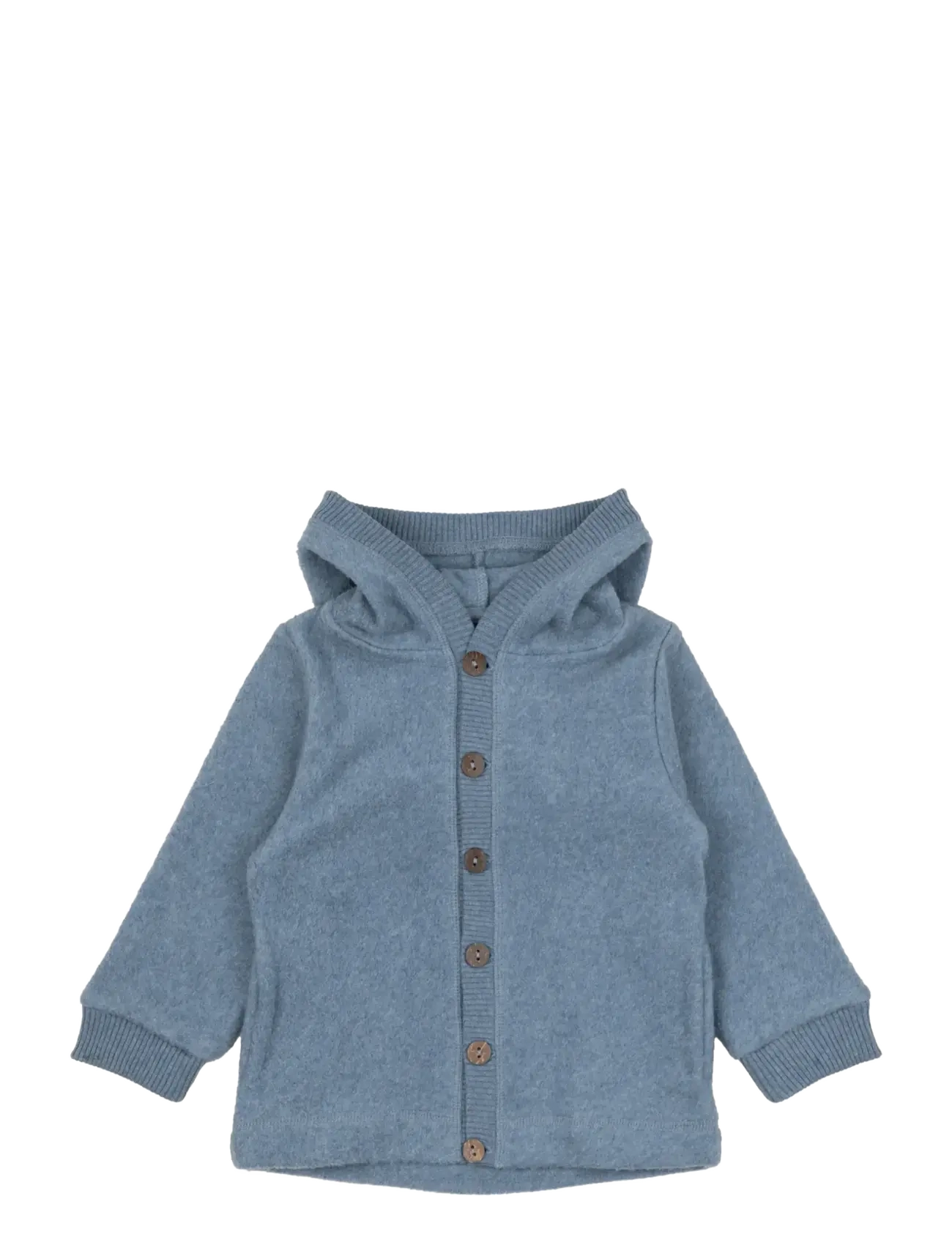 mikk-line Cotton Fleece Cardigan w Hood - Fleece-Kleidung - FADED DENIM MELANGE / blue