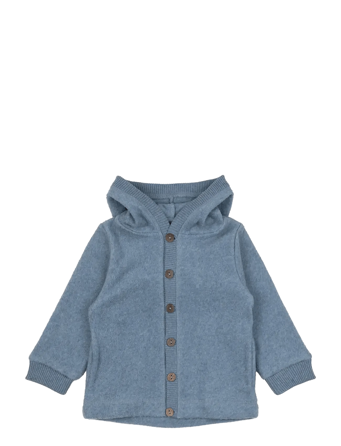 Cotton Fleece Cardigan w Hood - FADED DENIM MELANGE