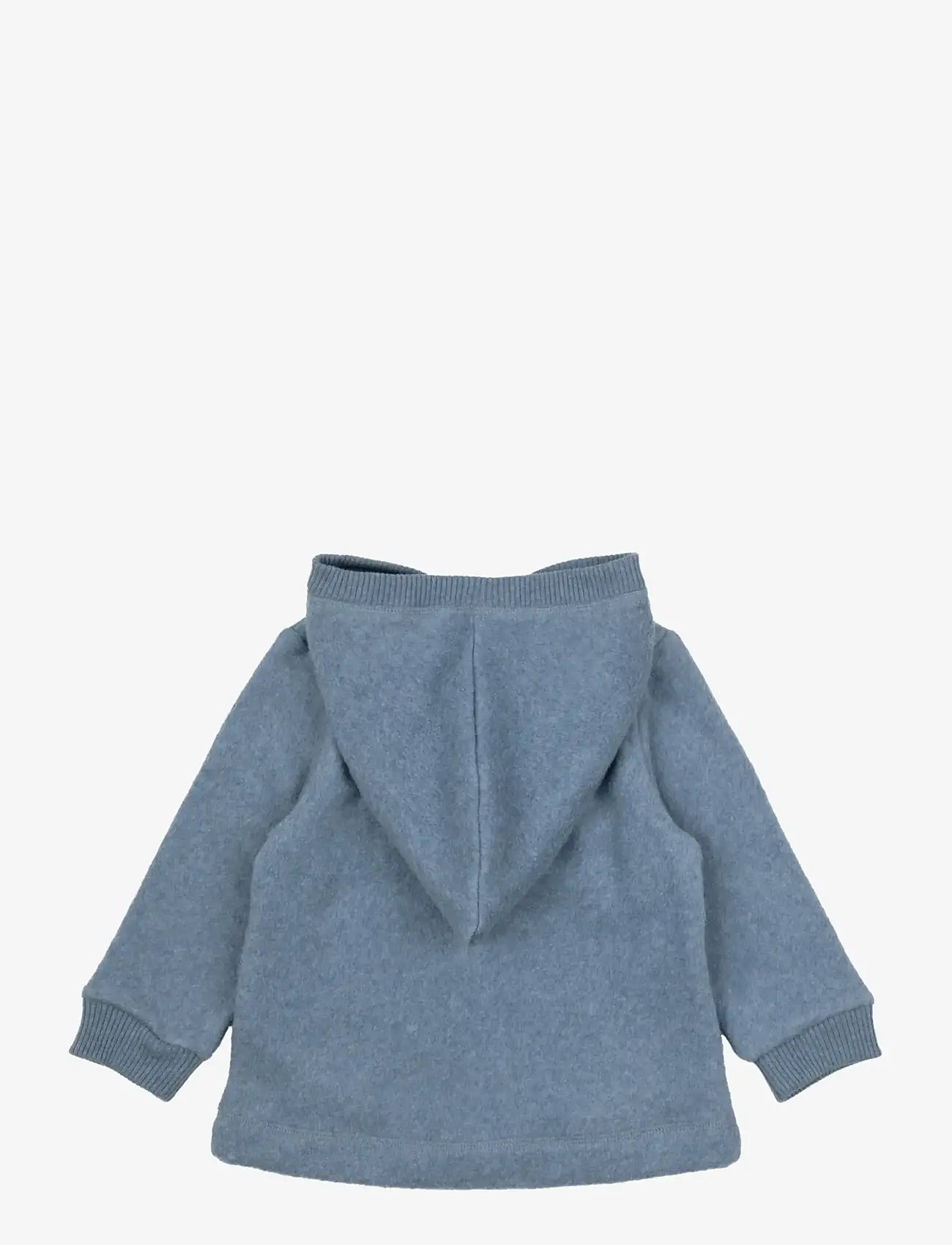 mikk-line - Cotton Fleece Cardigan w Hood - fleecejakker - faded denim melange - 1