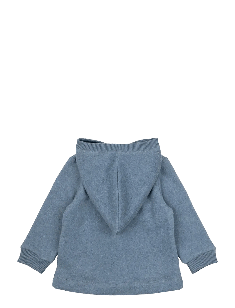 mikk-line - Cotton Fleece Cardigan w Hood - fleecejacken - faded denim melange - 1