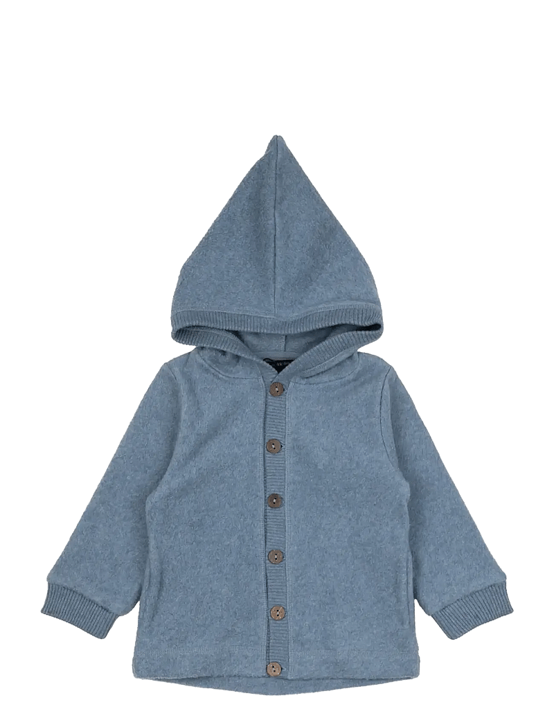 mikk-line - Cotton Fleece Cardigan w Hood - fleecejacken - faded denim melange - 2