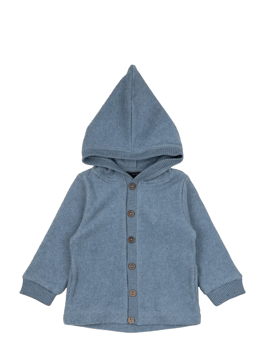 mikk-line - Cotton Fleece Cardigan w Hood - fleecejakker - faded denim melange - 2
