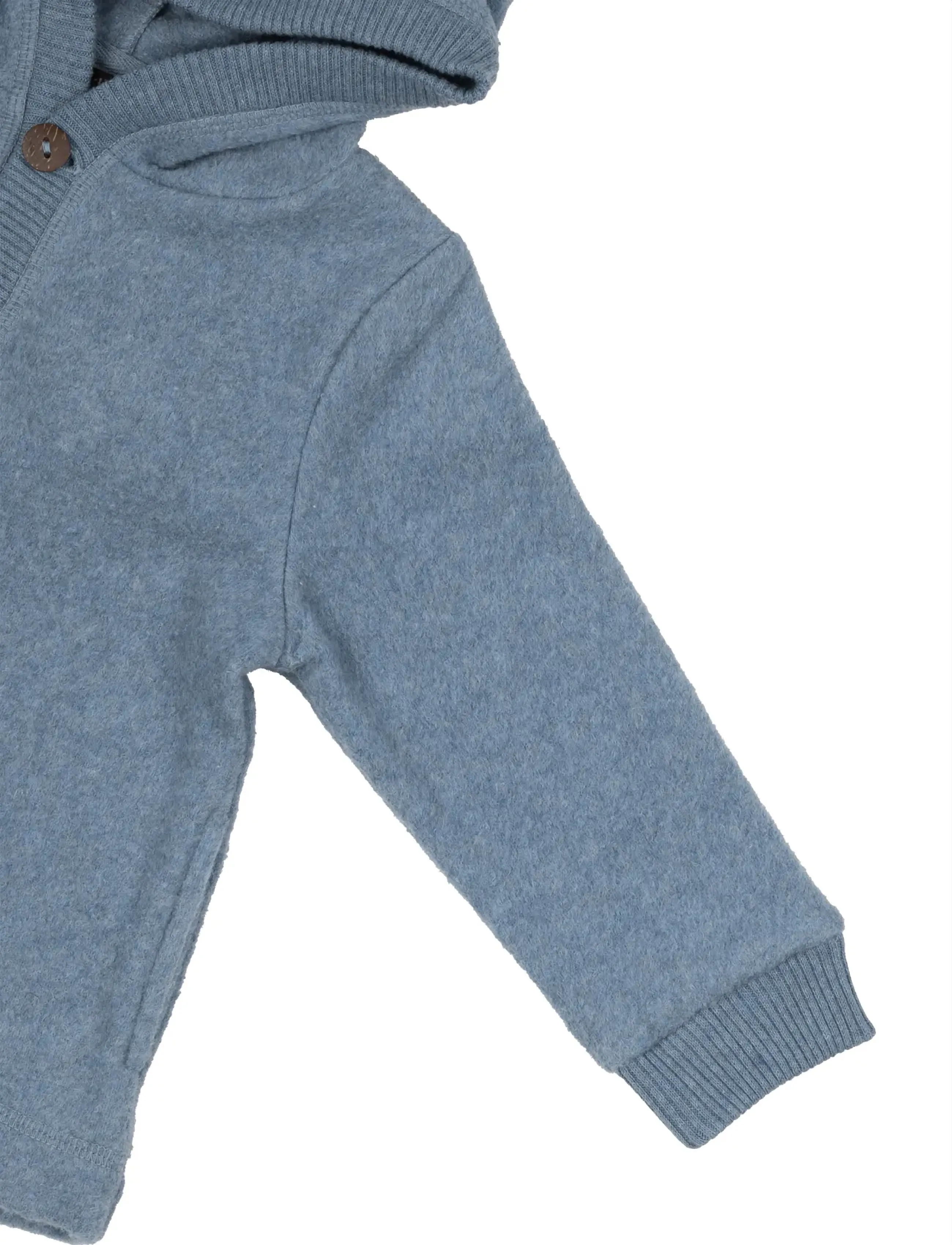 mikk-line - Cotton Fleece Cardigan w Hood - fleecejakker - faded denim melange - 3