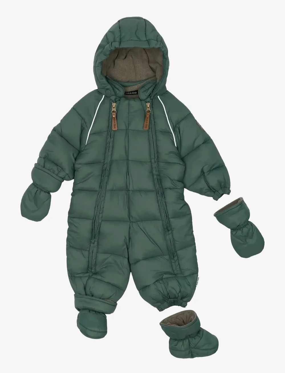 mikk-line - Puff Baby Suit w Acc Rec. - vinteroveraller - balsam green - 3