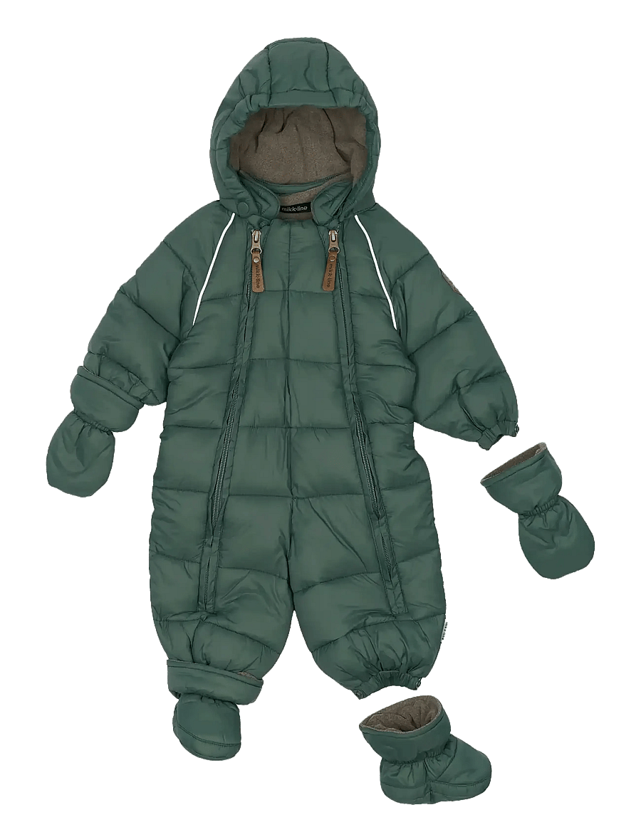 mikk-line - Puff Baby Suit w Acc Rec. - snowsuit - balsam green - 3