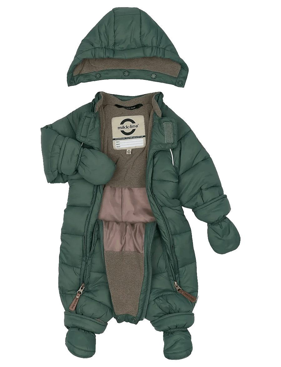 mikk-line - Puff Baby Suit w Acc Rec. - snowsuit - balsam green - 5