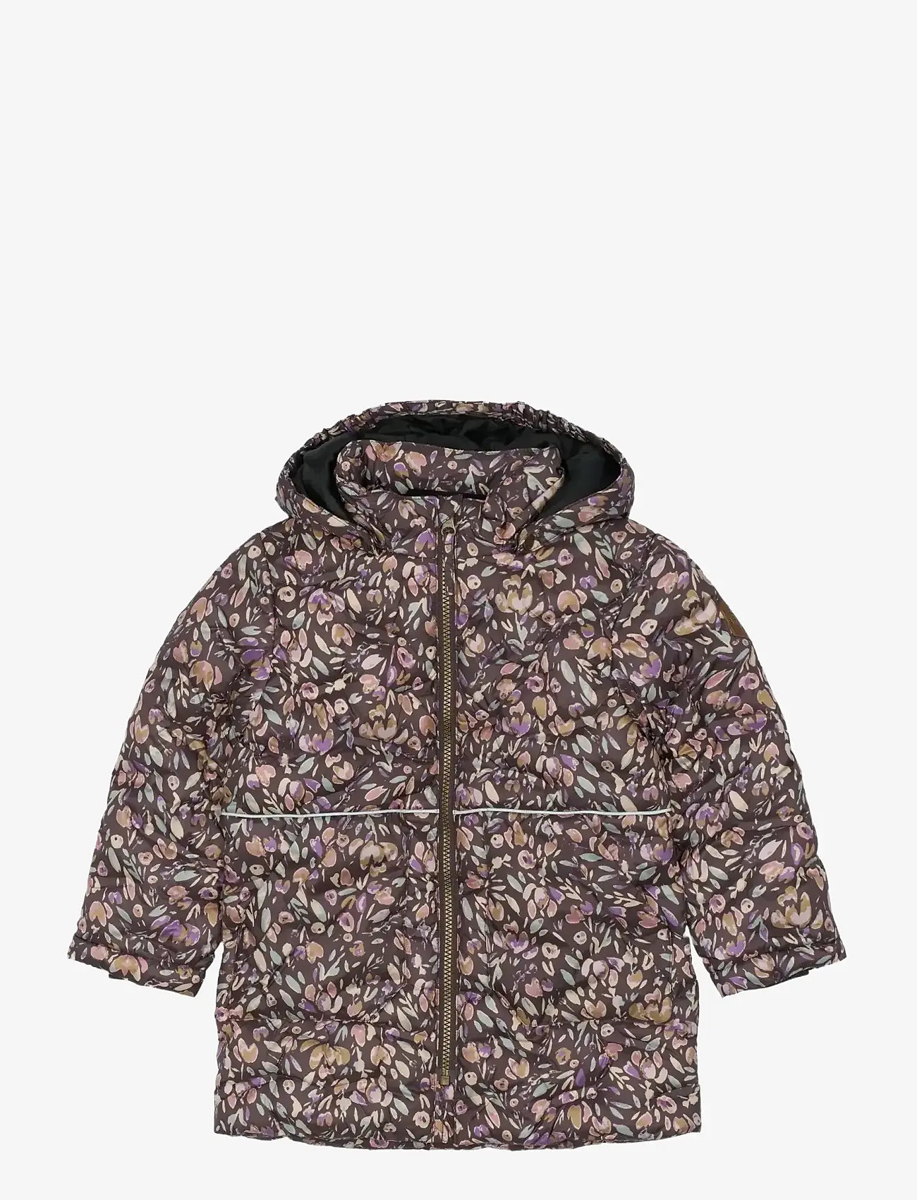 mikk-line - Long Puffer Jacket Aop Rec. - puhvis ja polsterdatud - raisin - 0