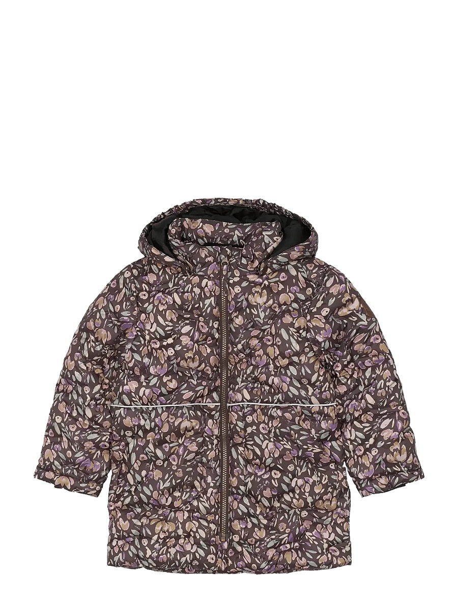 mikk-line - Long Puffer Jacket Aop Rec. - winterjacke - raisin - 1