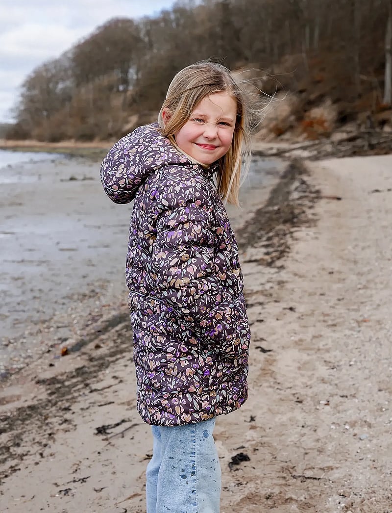 mikk-line - Long Puffer Jacket Aop Rec. - vinterjackor - raisin - 0