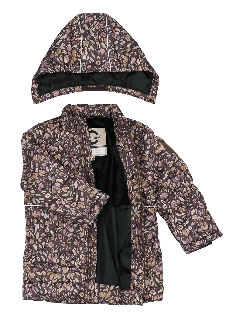 mikk-line - Long Puffer Jacket Aop Rec. - vinterjackor - raisin - 3