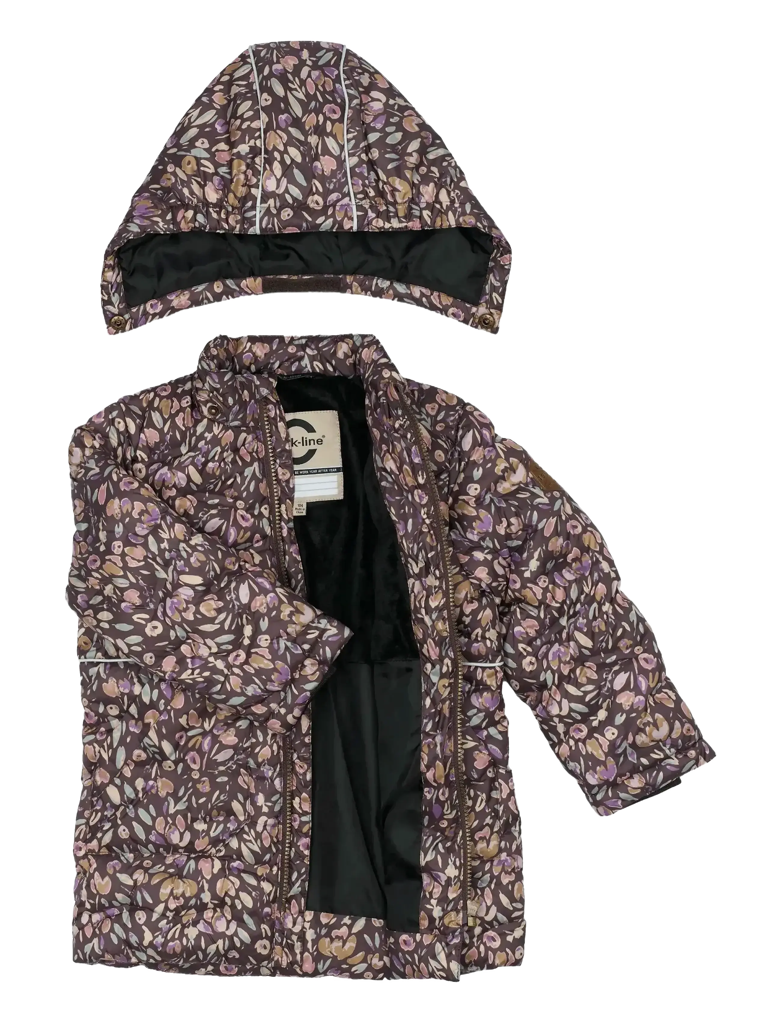 mikk-line - Long Puffer Jacket Aop Rec. - puffer & padded - raisin - 3