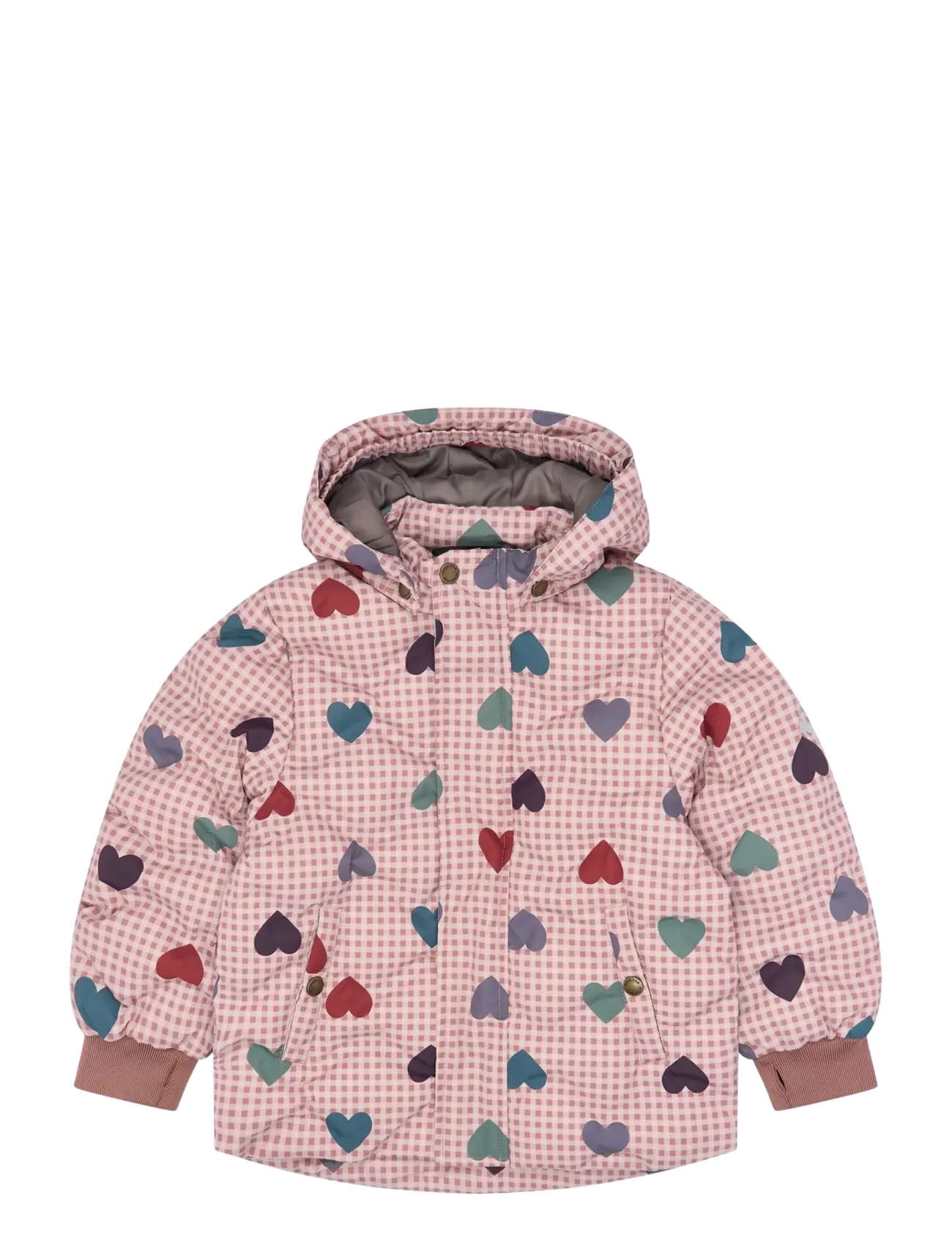 mikk-line Puffer Jacket Long AOP - Outdoor - HEART AOP / pink/rose
