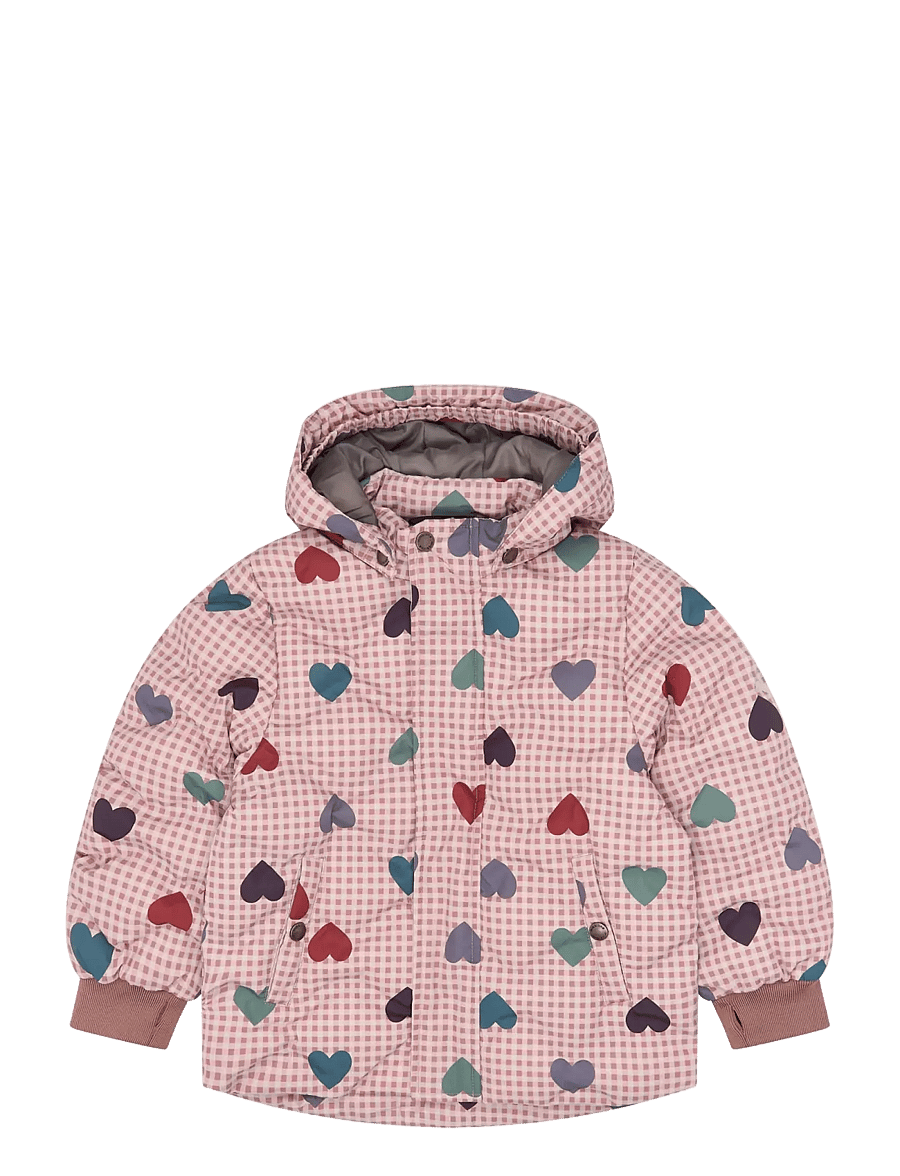 mikk-line - Puffer Jacket Long AOP - daunen- und steppjacken - heart aop - 0