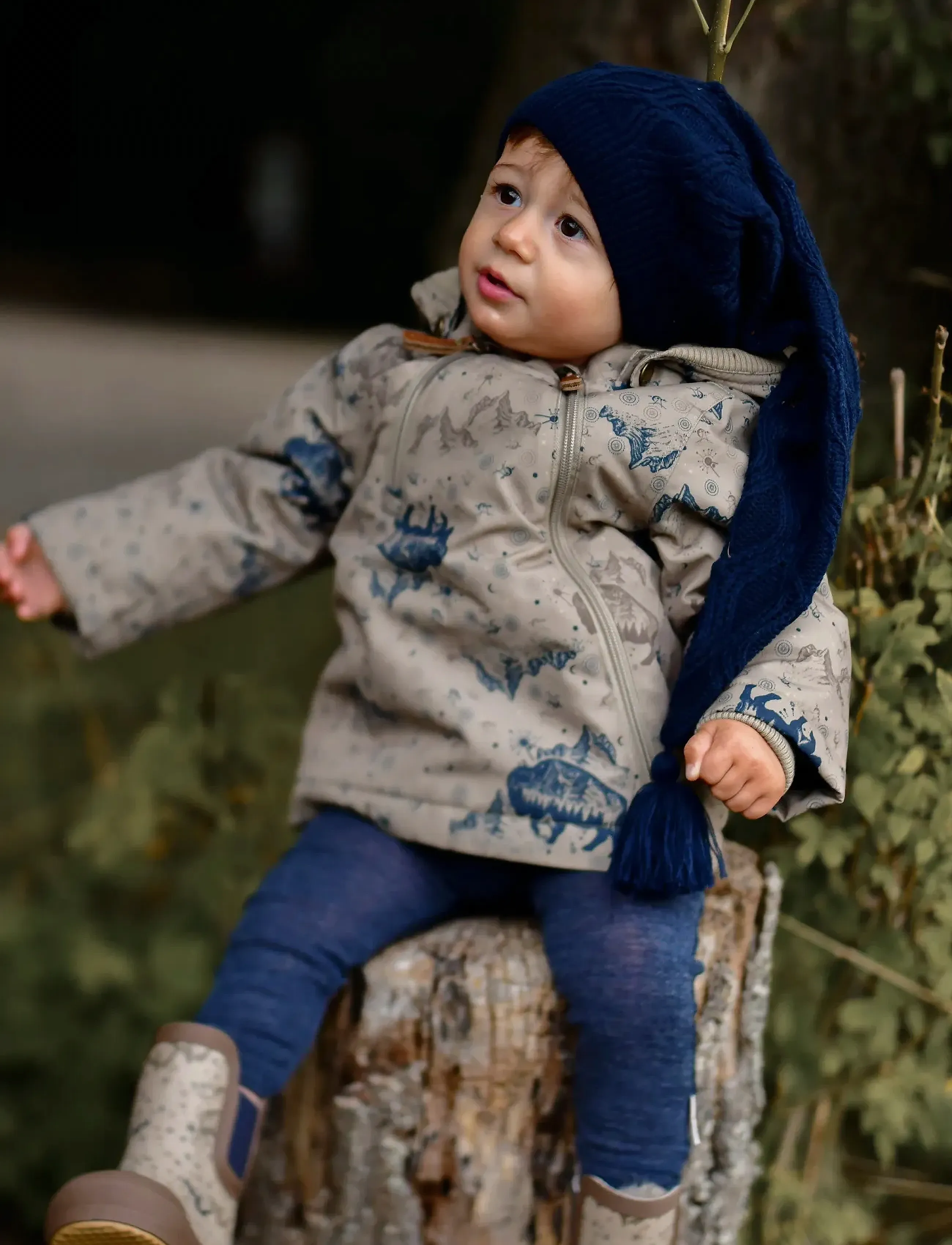 mikk-line Polyester Baby Jacket Aop, Børn, Printet Babyjakke, Brun, Str: 80