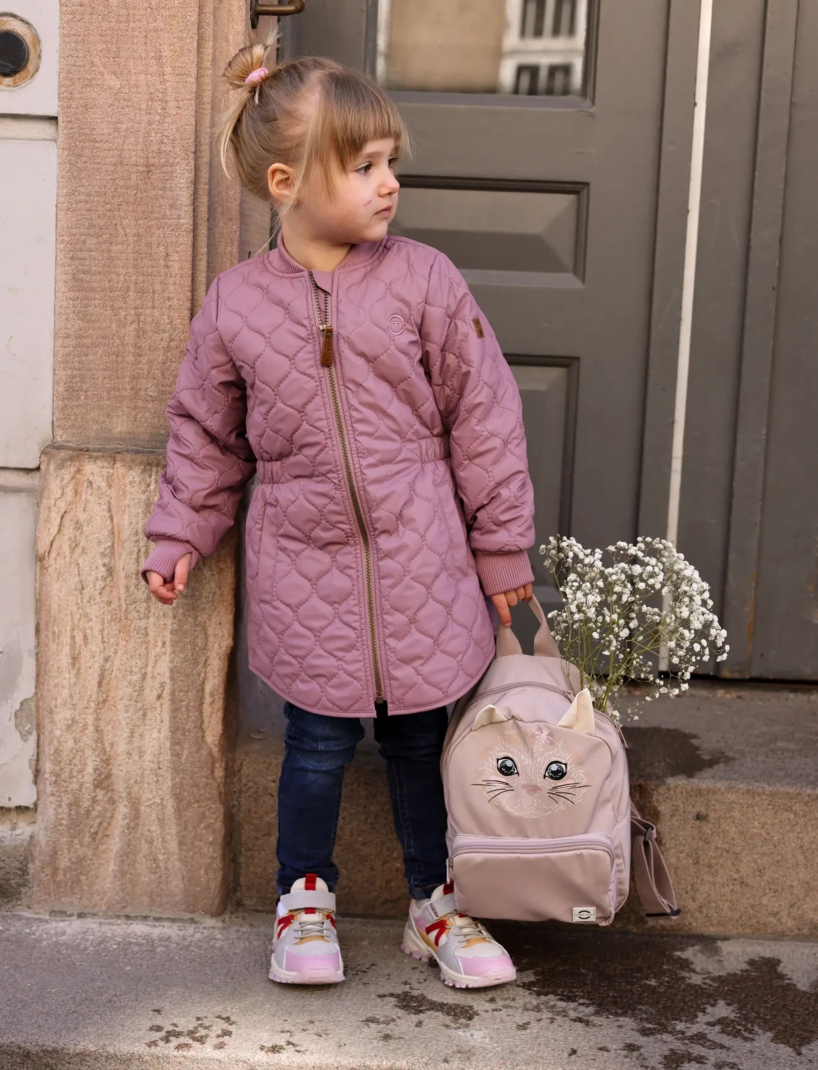 mikk-line Duvet Girls Coat, Børn, Quiltet Bomberfrakke, Pink, Str: 122