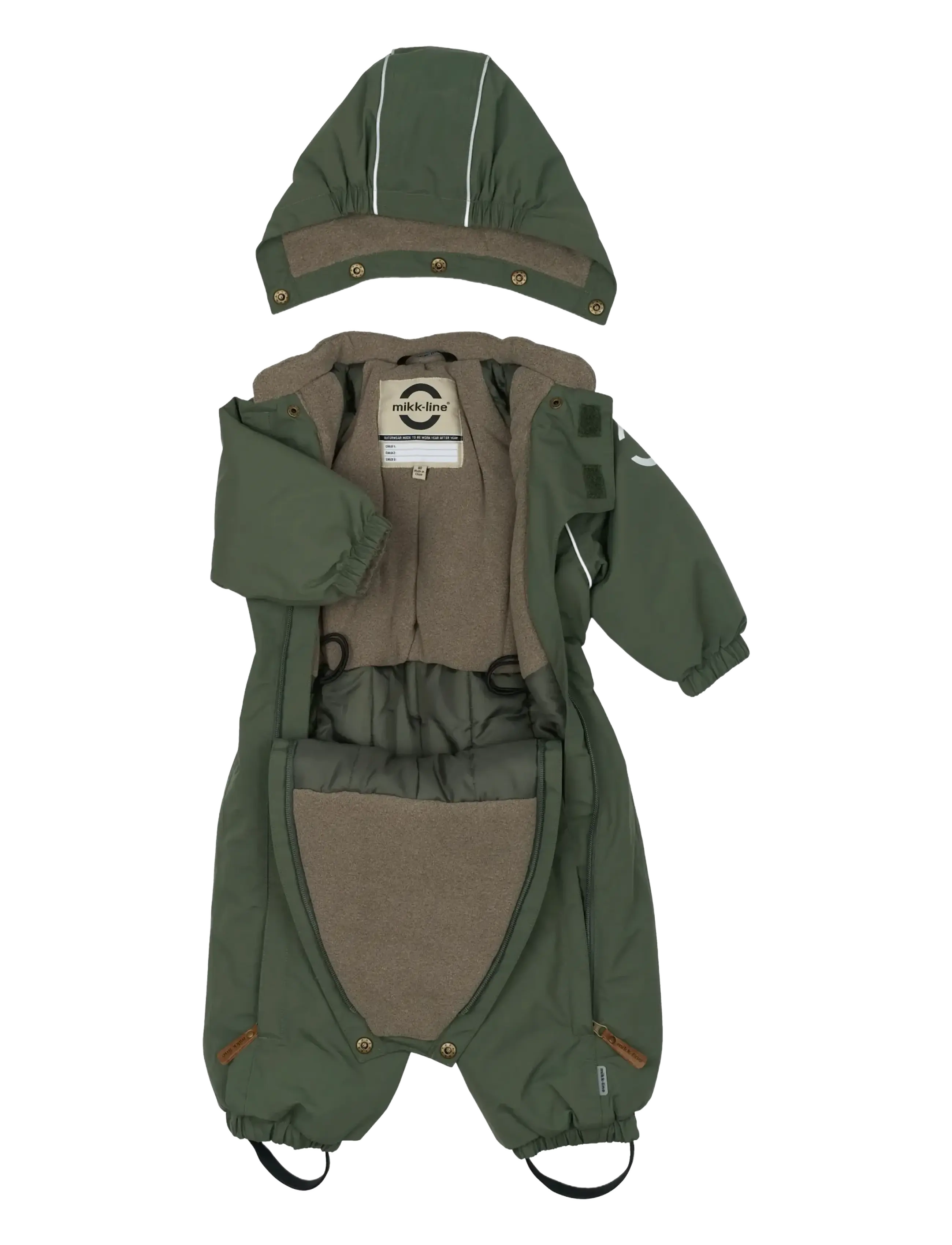 mikk-line - Nylon Baby Suit - Solid - snowsuit - thyme - 2