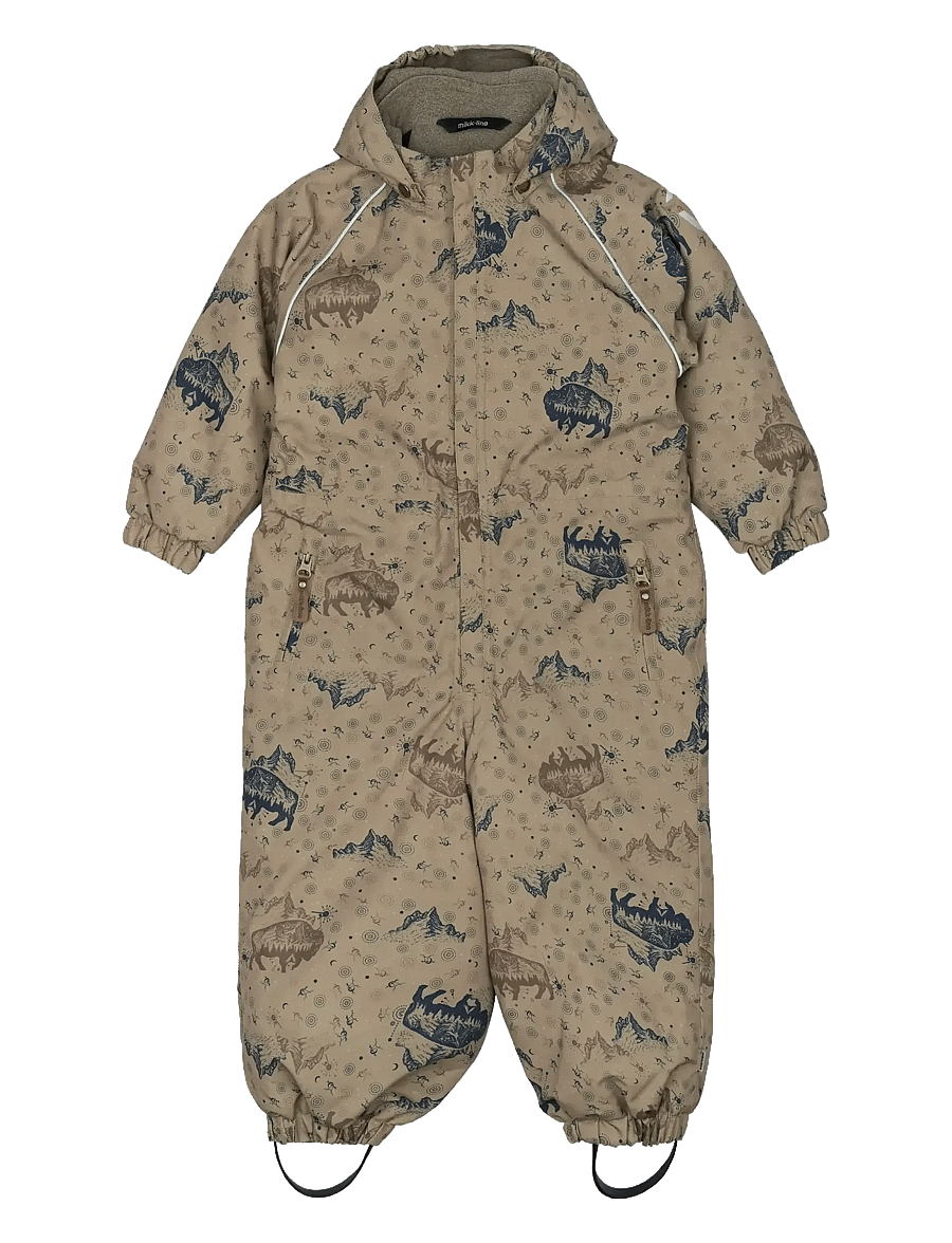 mikk-line - Polyester Junior Suit - Aop Forrest - schneeanzug - coriander - 0