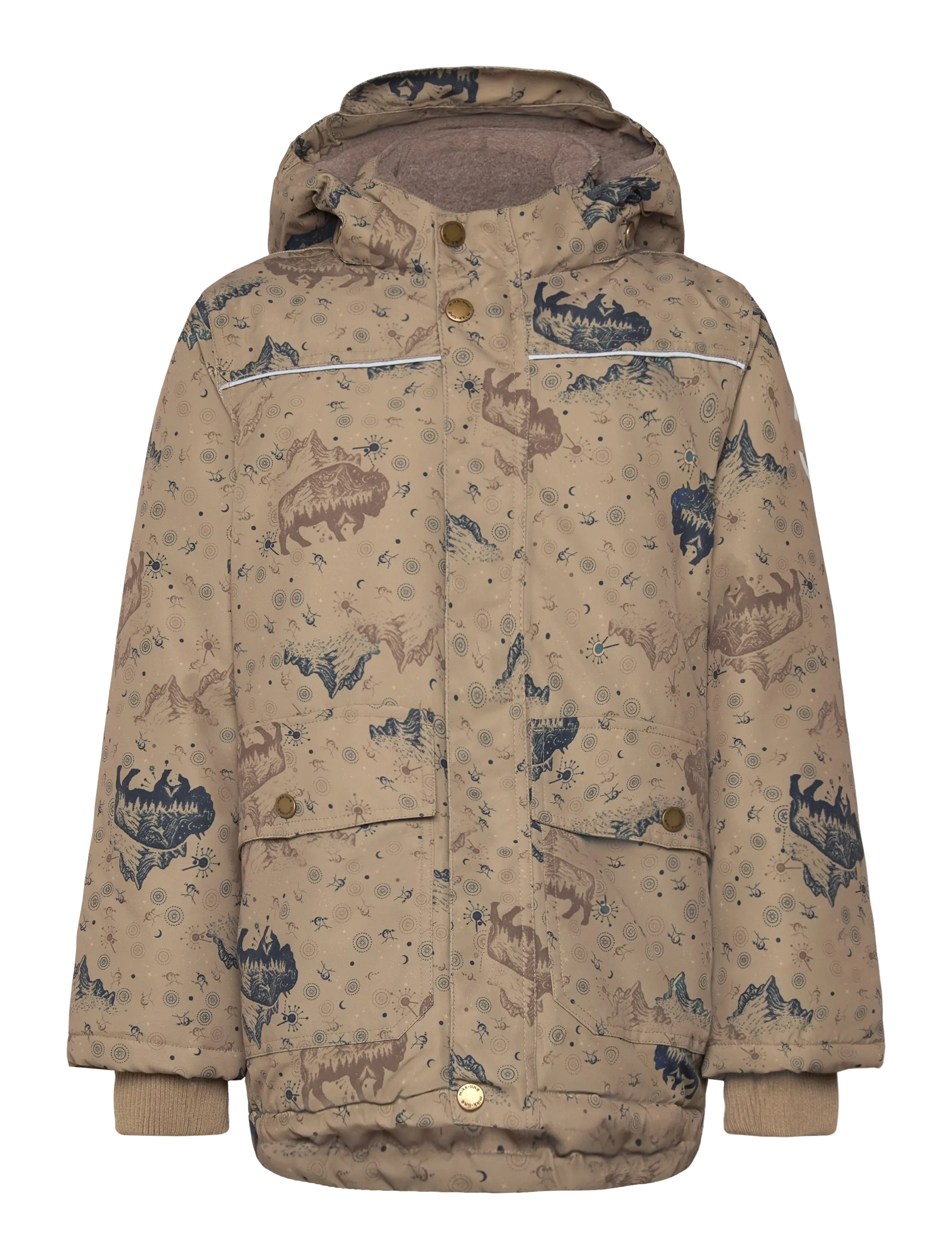 mikk-line Polyester Jacket Aop, 122, Jackets & Coats, Khakigrün - Winter Jackets, Kinder