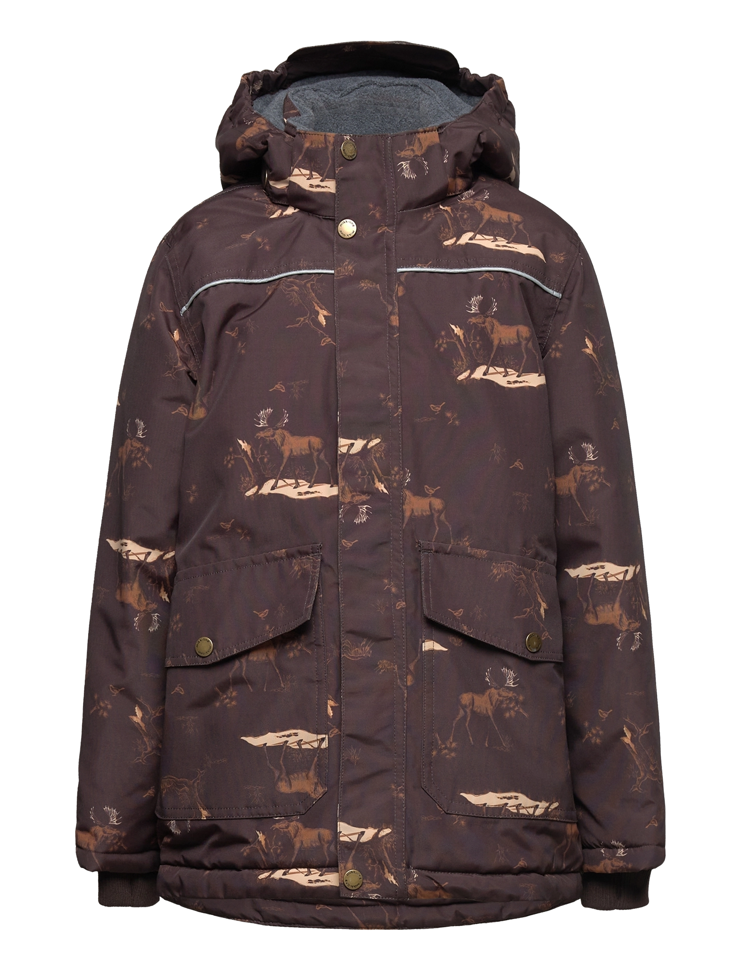 mikk-line Polyester Jacket Aop, 92, Jackets & Coats, Braun - Winter Jackets, Kinder