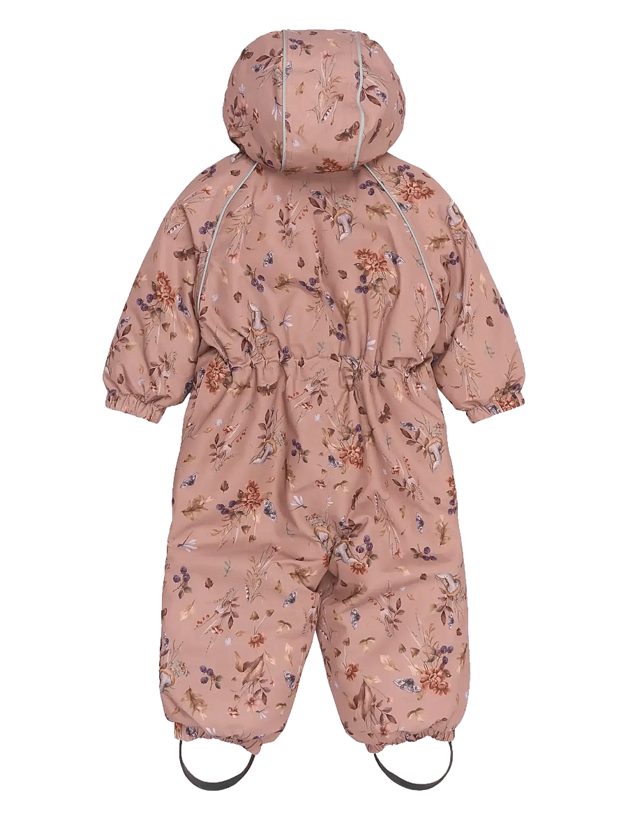 mikk-line - Polyester Baby Suit - Aop Floral - vinteroveraller - burlwood - 1