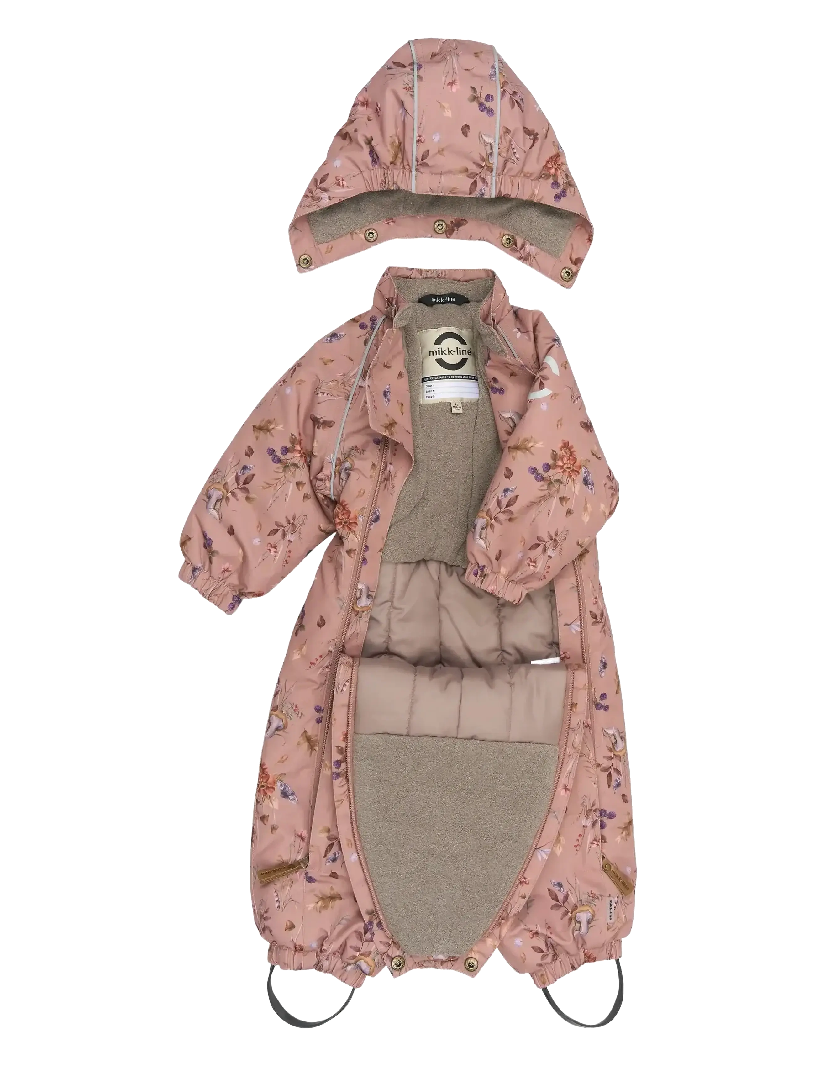 mikk-line - Polyester Baby Suit - Aop Floral - vinteroveraller - burlwood - 2