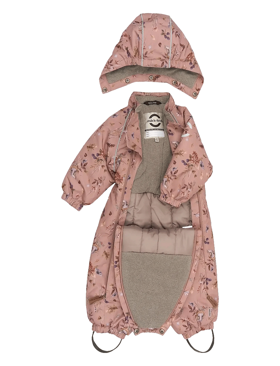 mikk-line - Polyester Baby Suit - Aop Floral - vinteroveraller - burlwood - 2