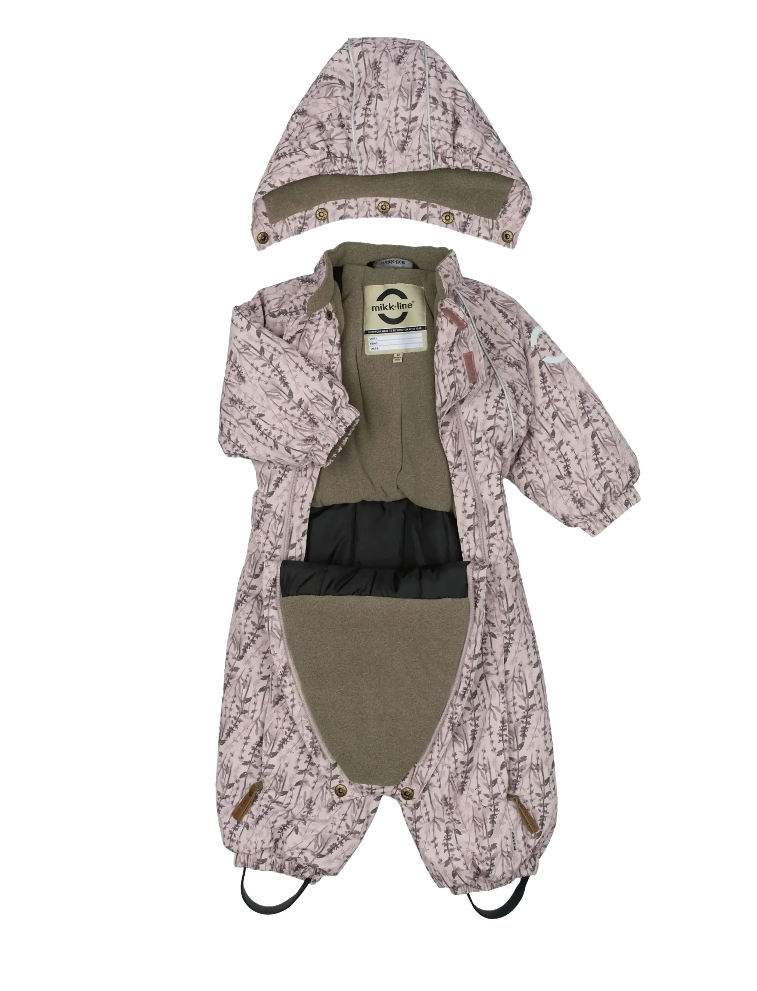 mikk-line - Polyester Baby Suit - Aop Floral - børn - cloud gray - 2