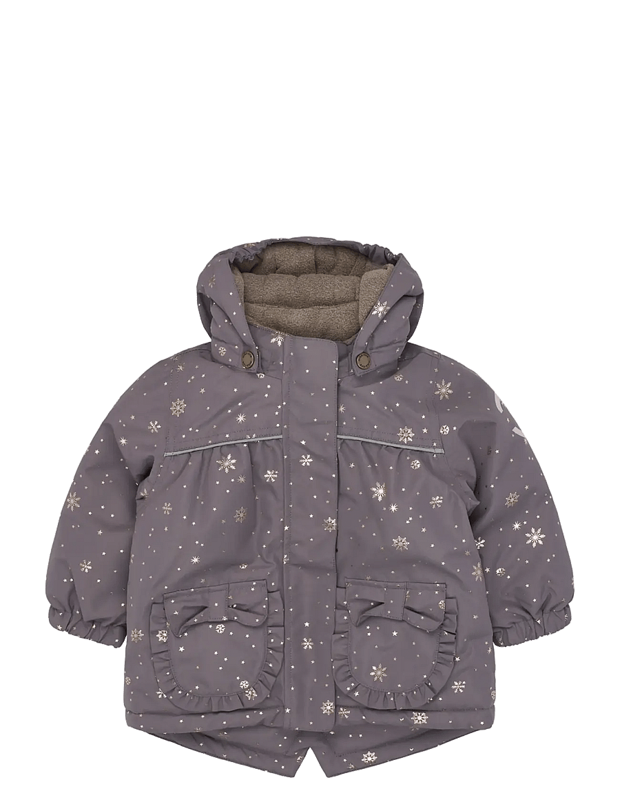 mikk-line - Polyester Baby Jacket-Glitter - dunjakker - snowflake aop - 0