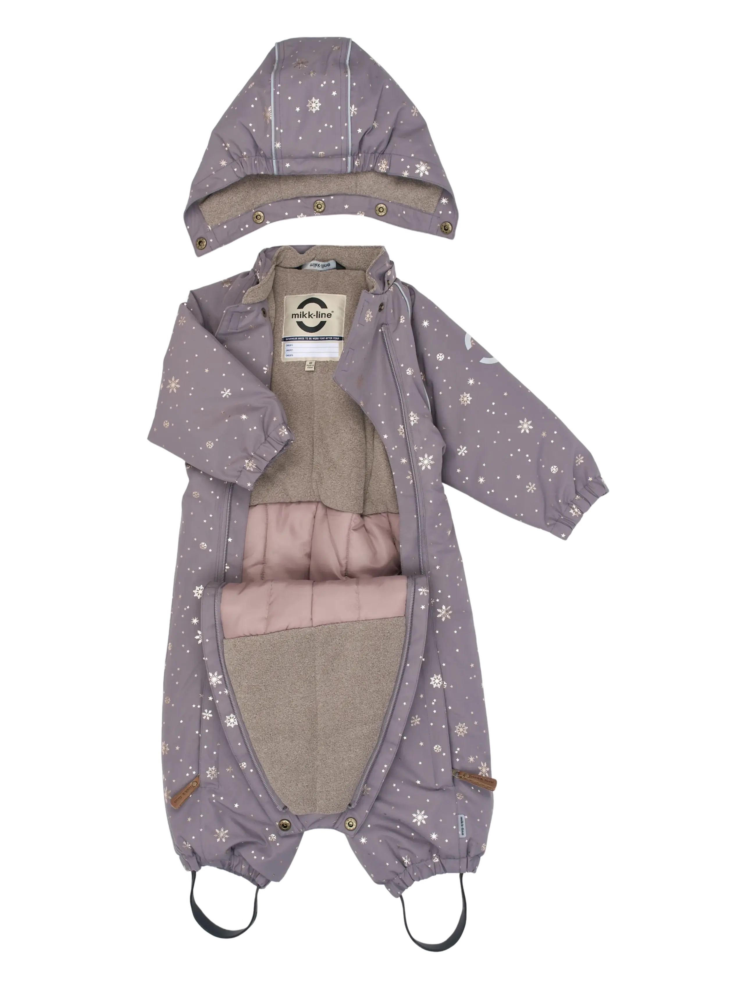 mikk-line - Polyester Baby Suit - Glitter - snowsuit - snowflake aop - 2