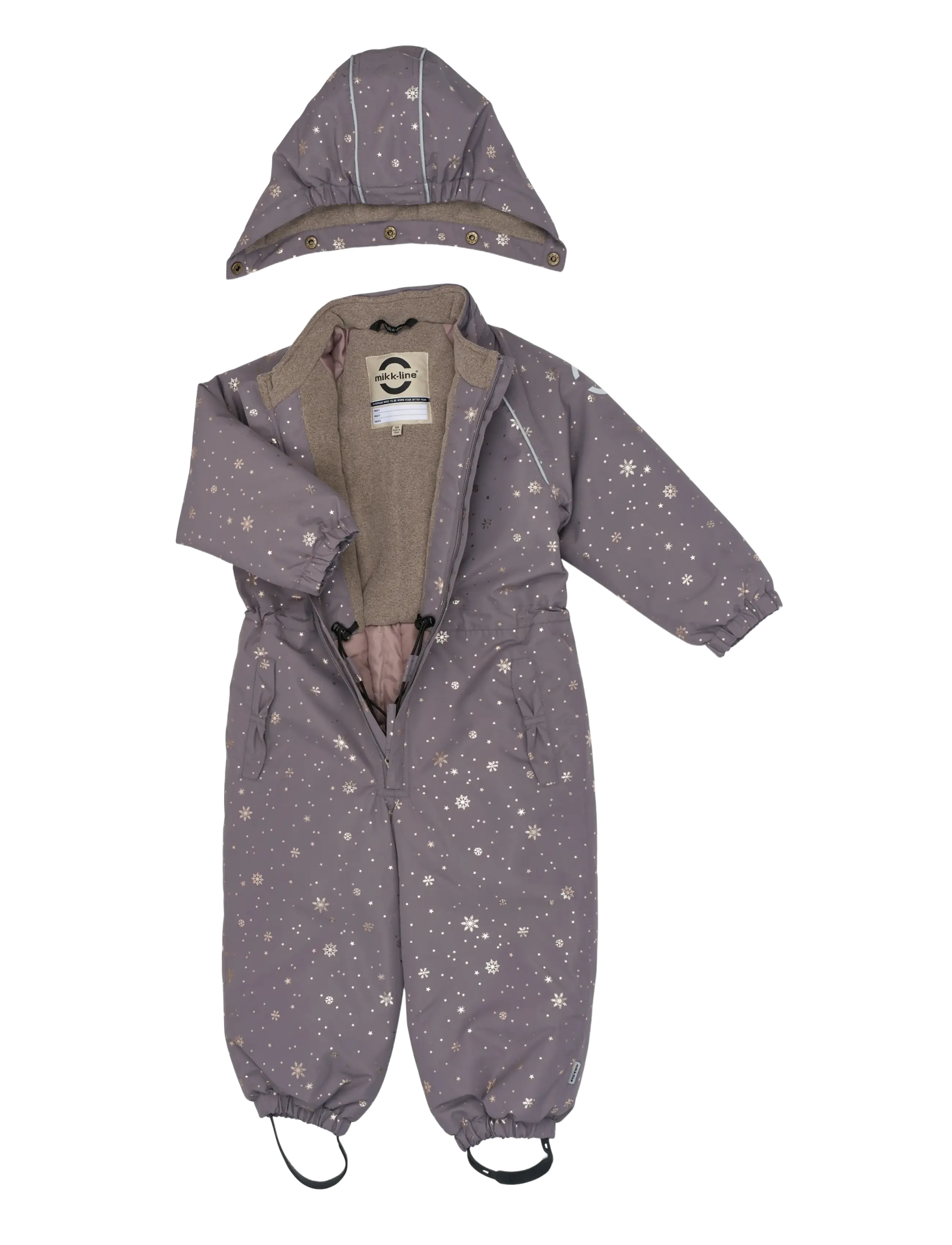 mikk-line - Polyester Junior Suit - Glitter - snowsuit - snowflake aop - 2