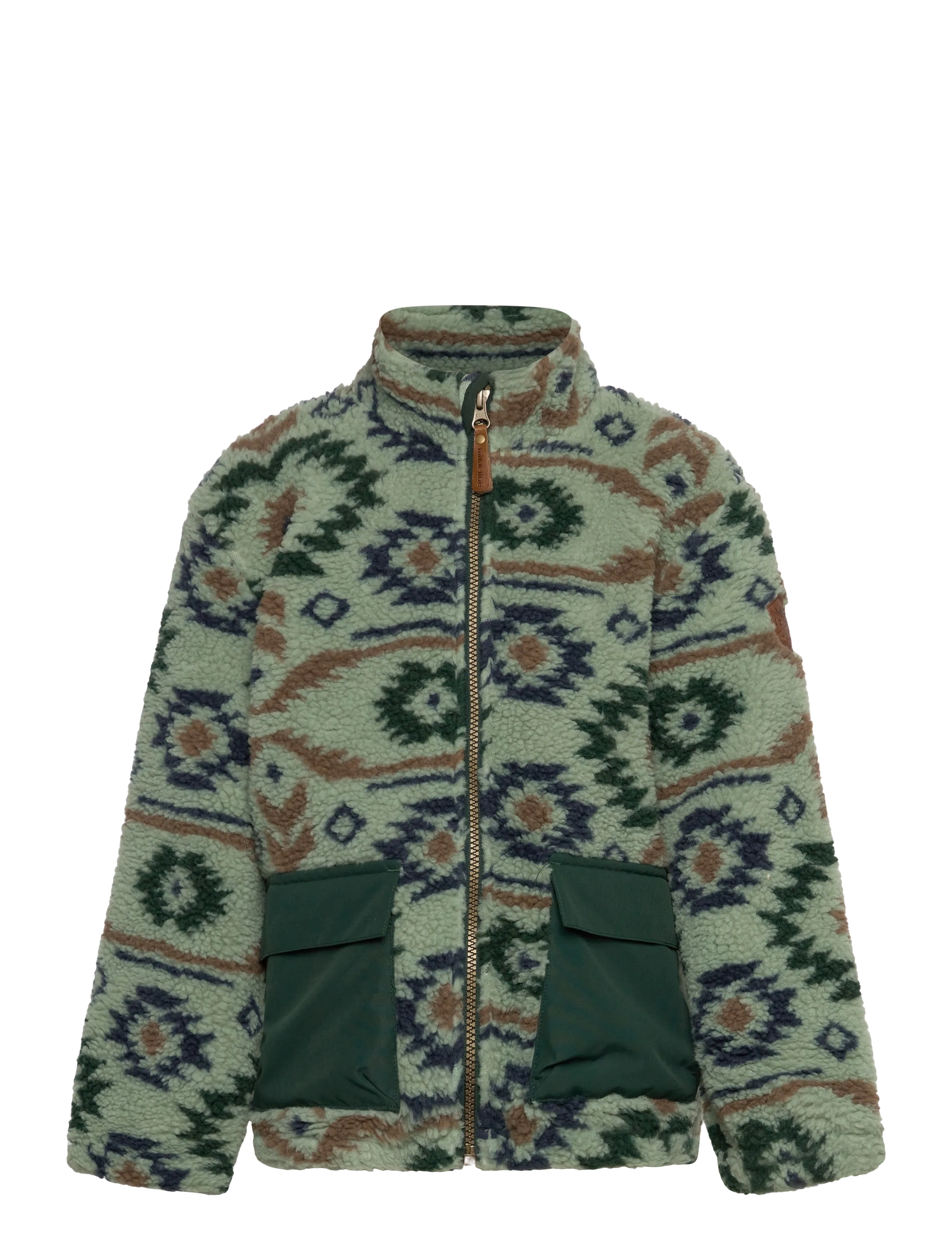 mikk-line Teddy Mix Jacket Aop, Børn, Mønstret Teddyjakke, Grøn, Str: 116