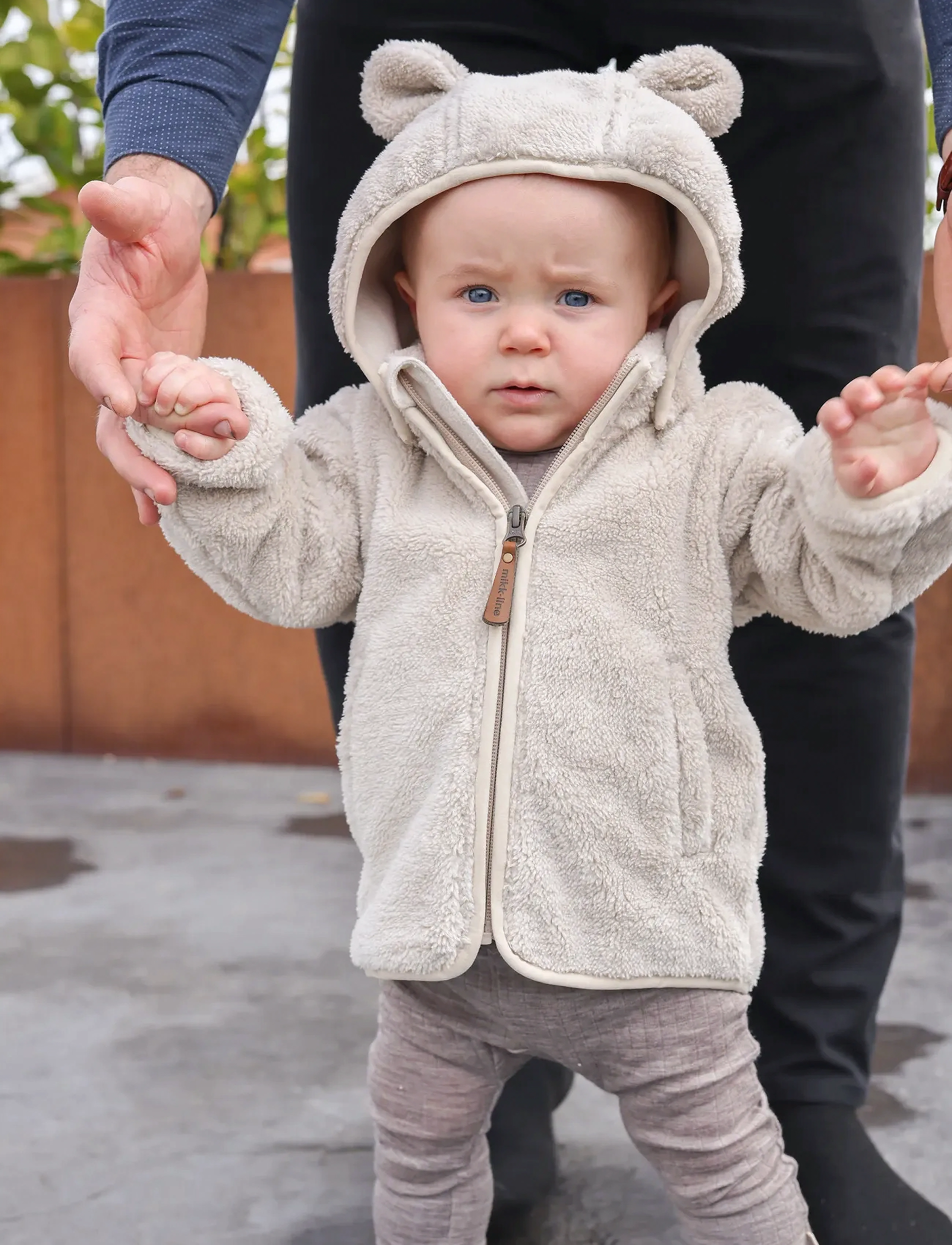 mikk-line Wp Teddy Jacket W Ears, 62, Fleece Oberbekleidung, Beige - Jackets, Kinder