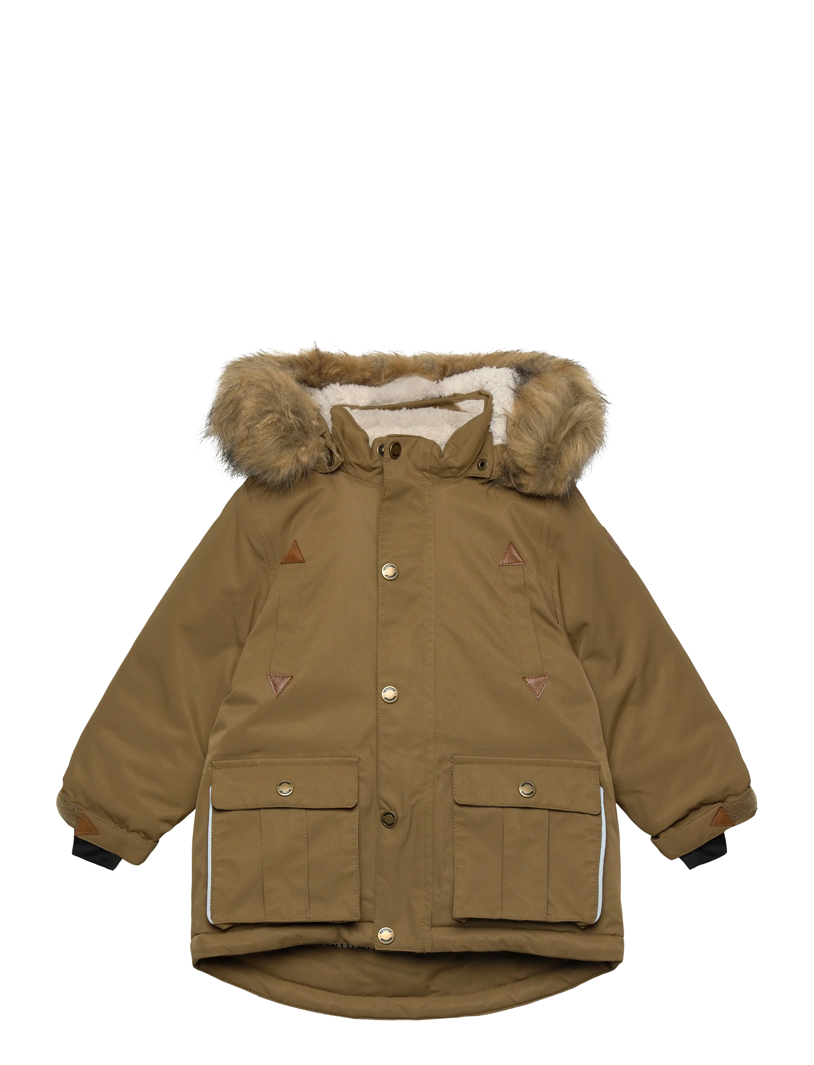 mikk-line Twill Nylon Boy Parca, Børn, Parka Med Pels Hætte, Brun, Str: 134