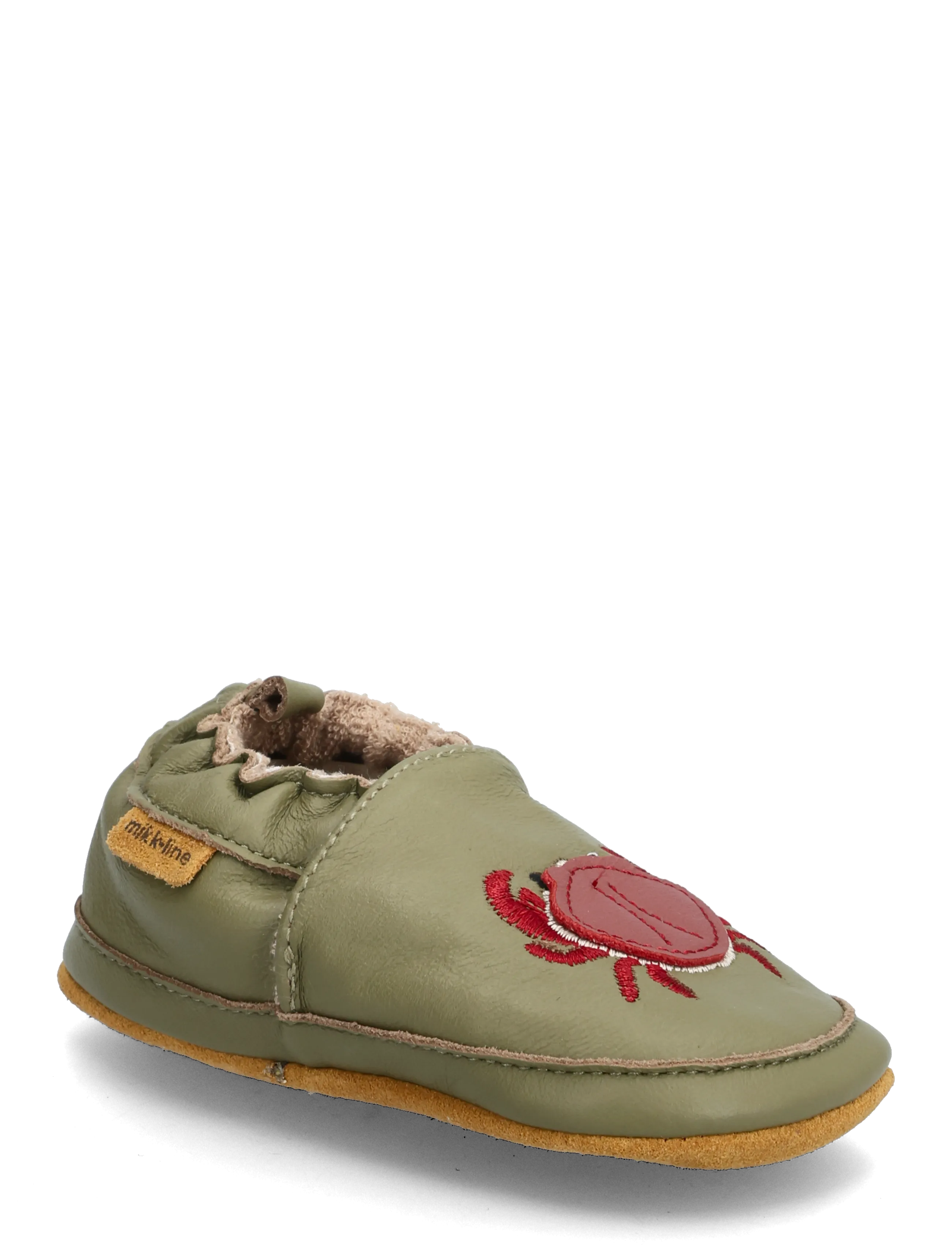 mikk-line Leather Slipper 3D, 24/36M, Schuhe, Khakigrün - Slippers & Indoor Kinder