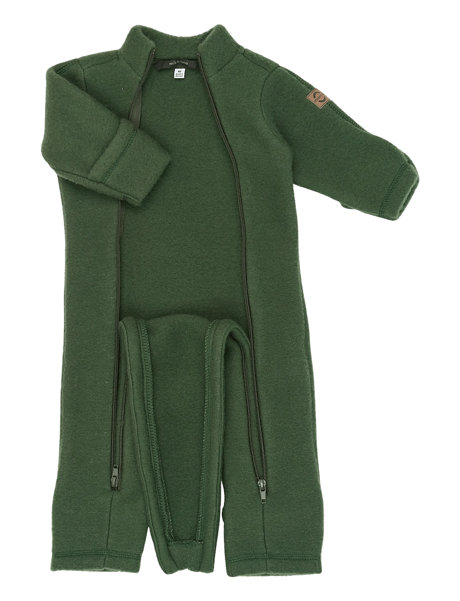 mikk-line - Wool suit - fleece overalls - kombu green - 2