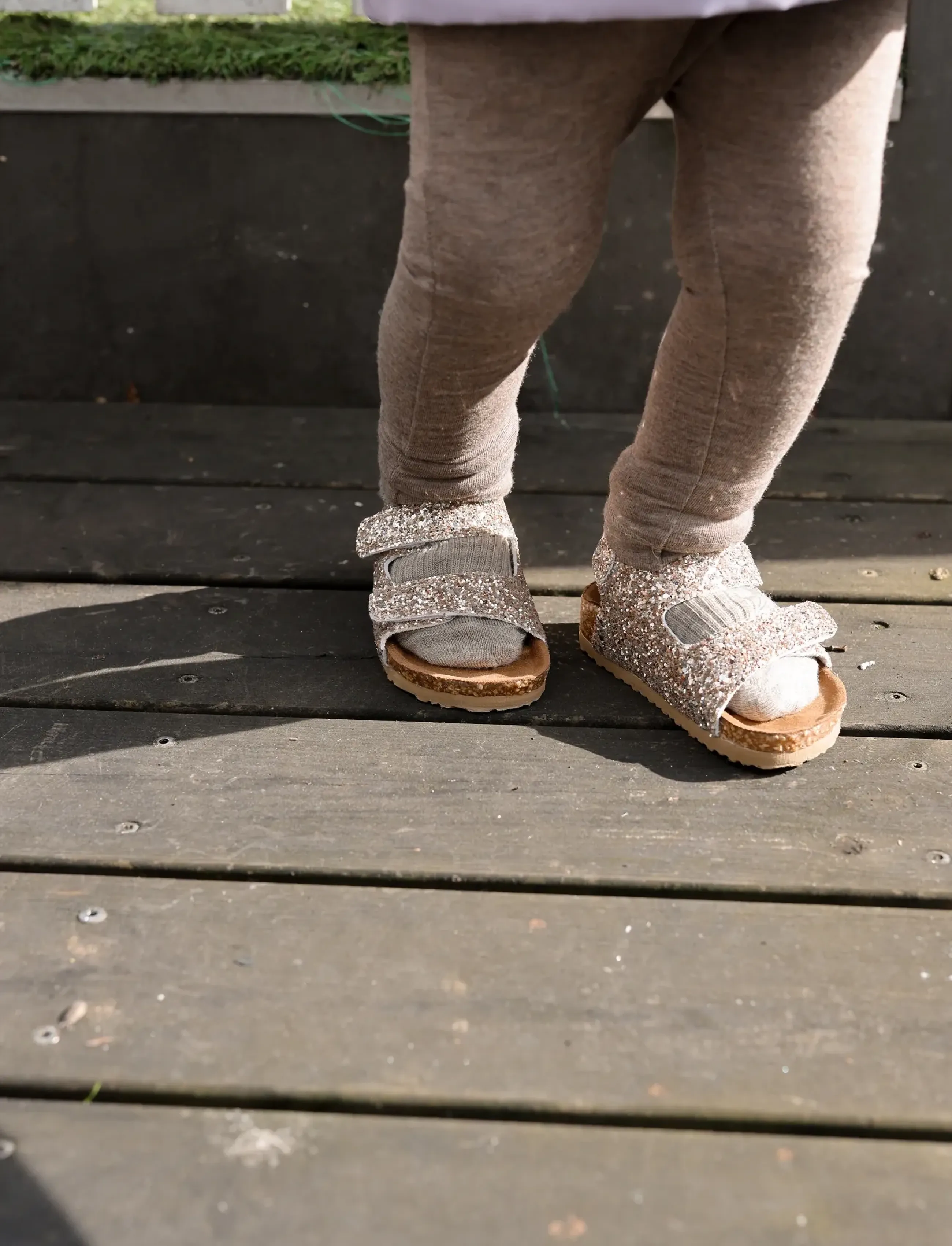 mikk-line Sandal Glitter Cork, Børn, Glitter Kork Sandaler, Guld, Str: 24
